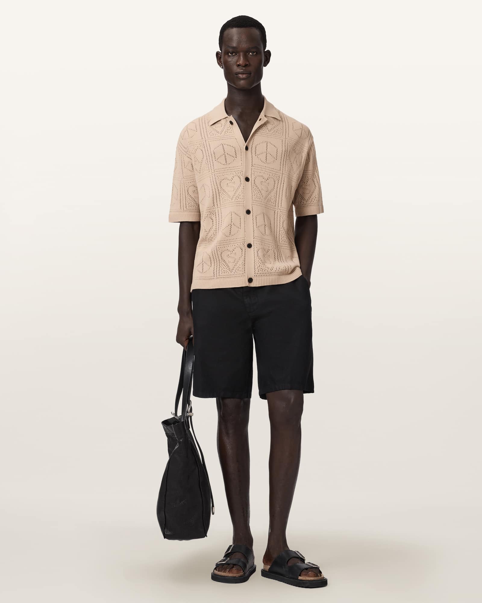 Arktx Open Stitch Jacquard Cardigan SAND TAUPE | ALLSAINTS US