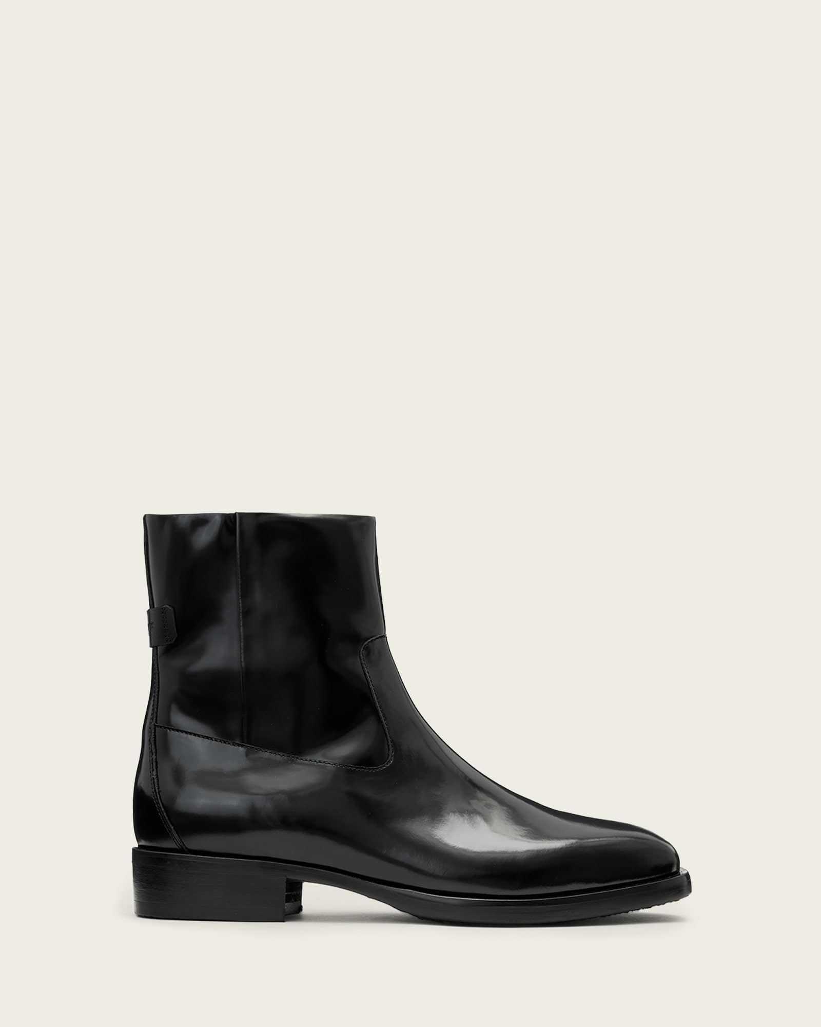 Milton Leather Ankle Boots BLACK SHINE | ALLSAINTS US display picture 1