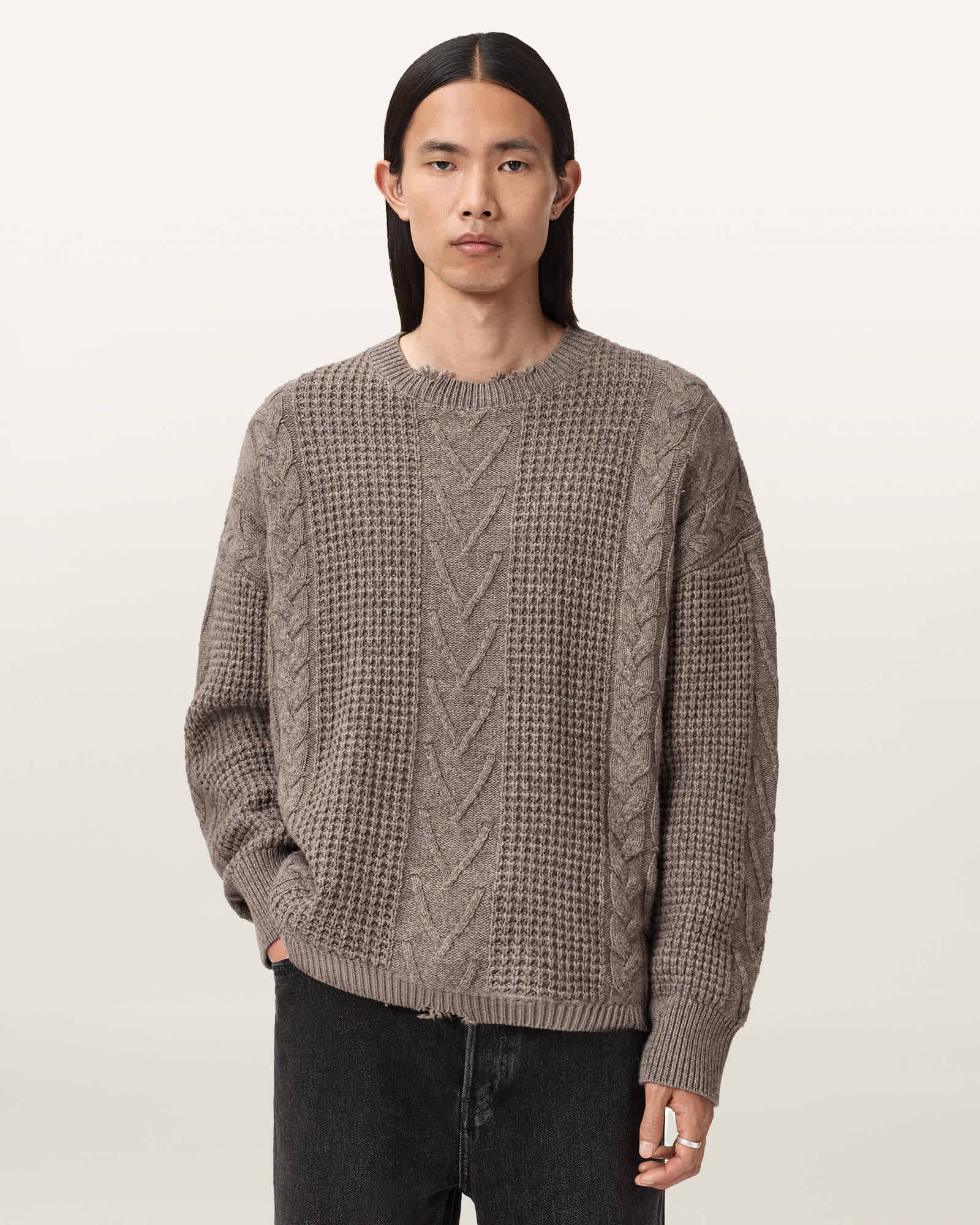 Tenter Oversized Wool Sweater Fawn Brown | ALLSAINTS US