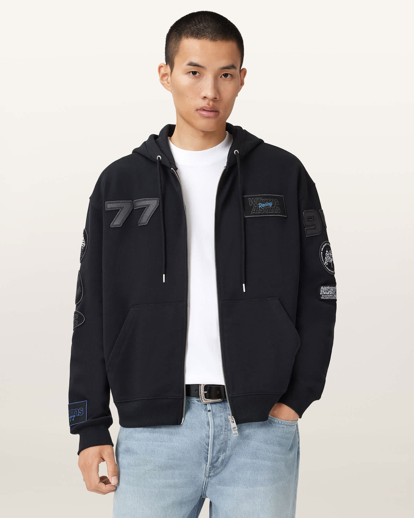 Williams X AllSaints Apex Zip Sweatshirt Jet Black | ALLSAINTS US