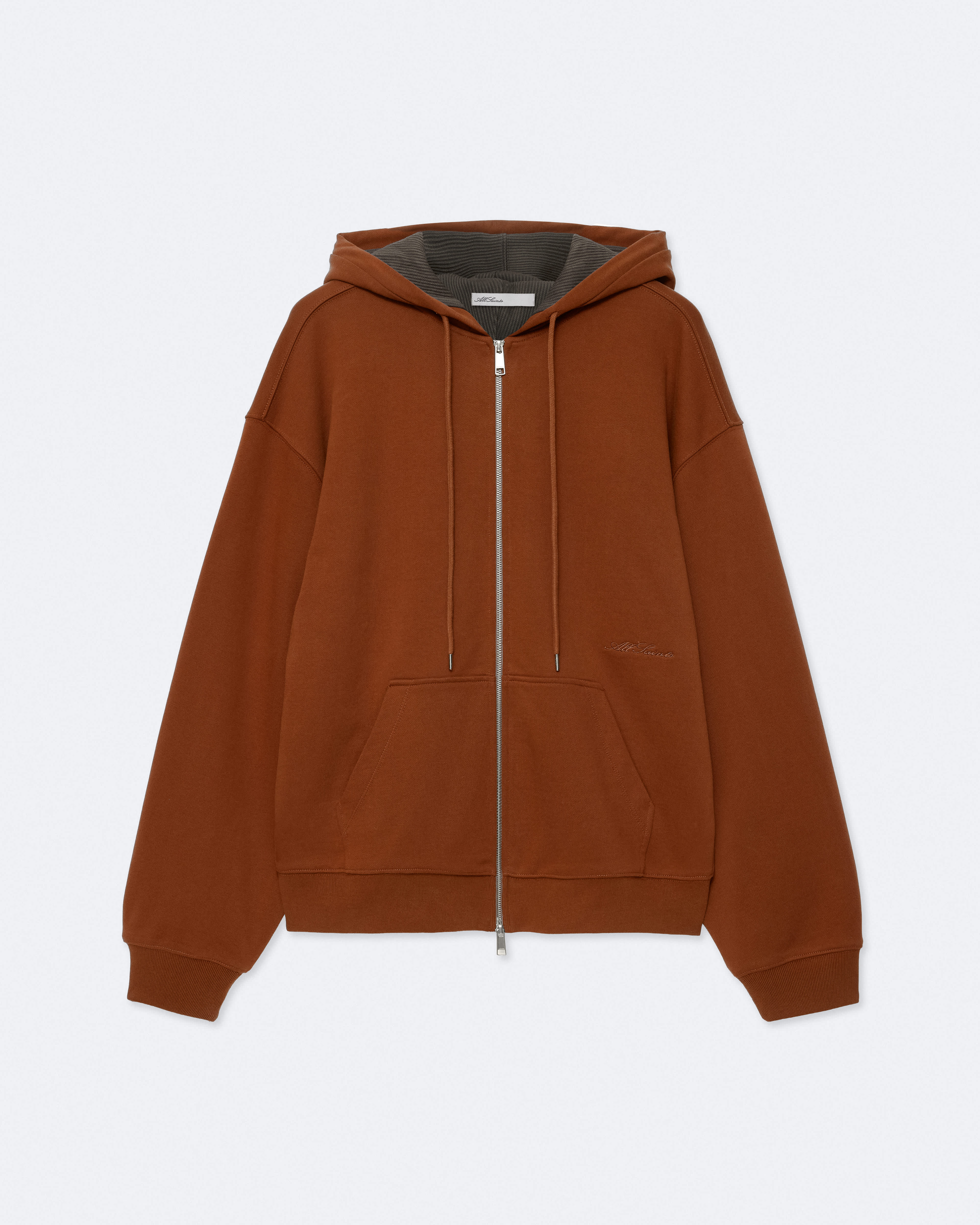 Brax Oversized Zip-Up Hoodie RUST ORANGE | ALLSAINTS US