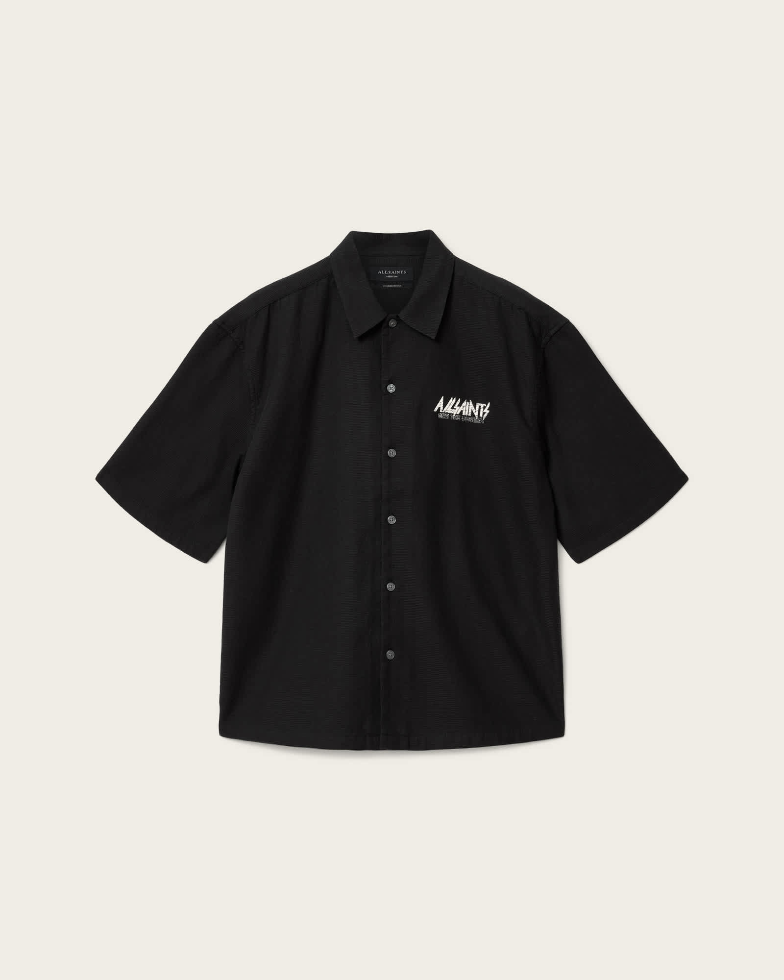 Synth Short Sleeve Oversized Shirt ORCA BLACK | ALLSAINTS US