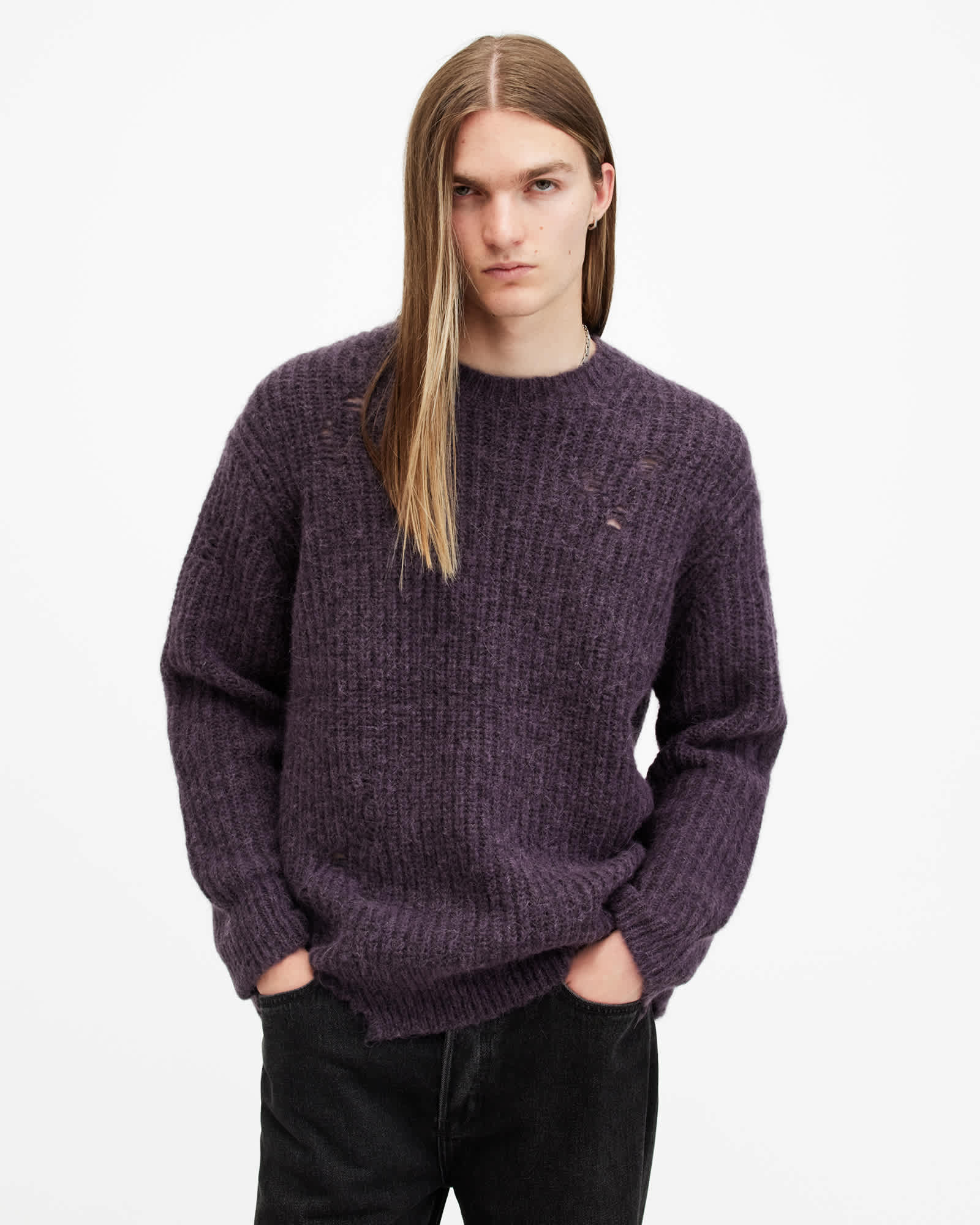 Slane Oversized Crew Neck Sweater COSMIC PURPLE | ALLSAINTS US