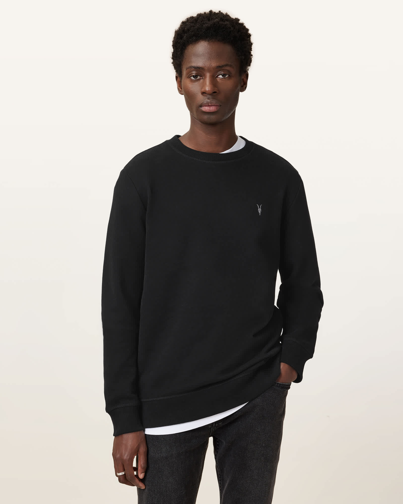 Raven Crew Neck Ramskull Sweatshirt Black | ALLSAINTS US