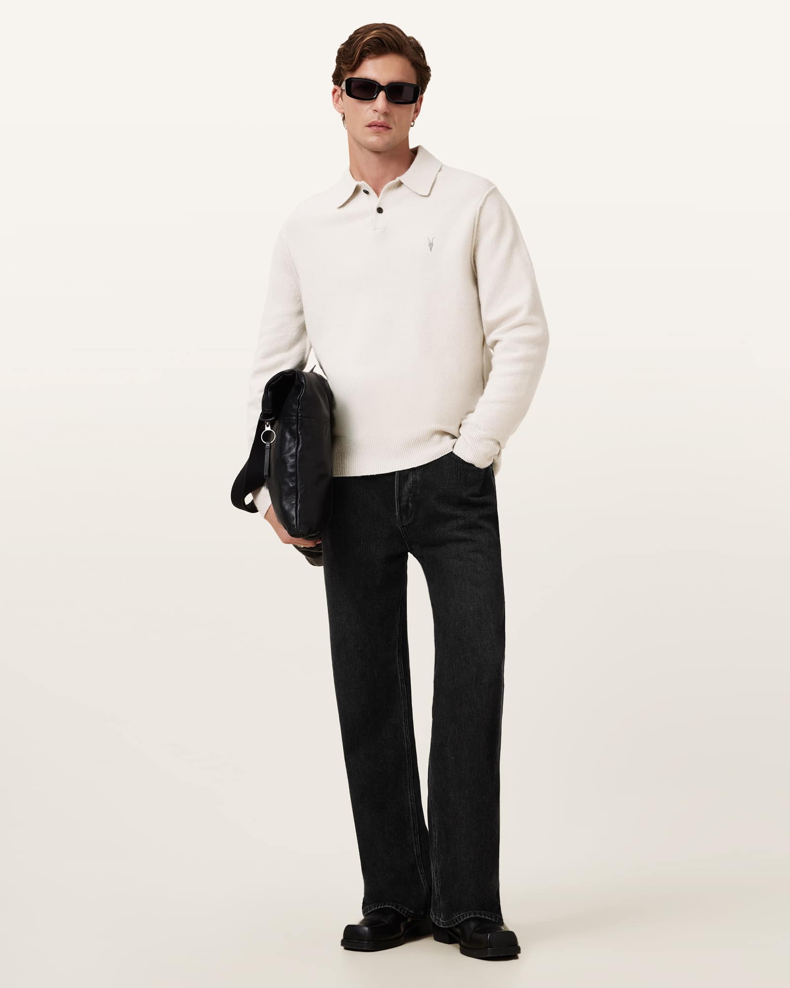 Statten Long Sleeve Ramskull Polo Sweater CLOUDY WHITE