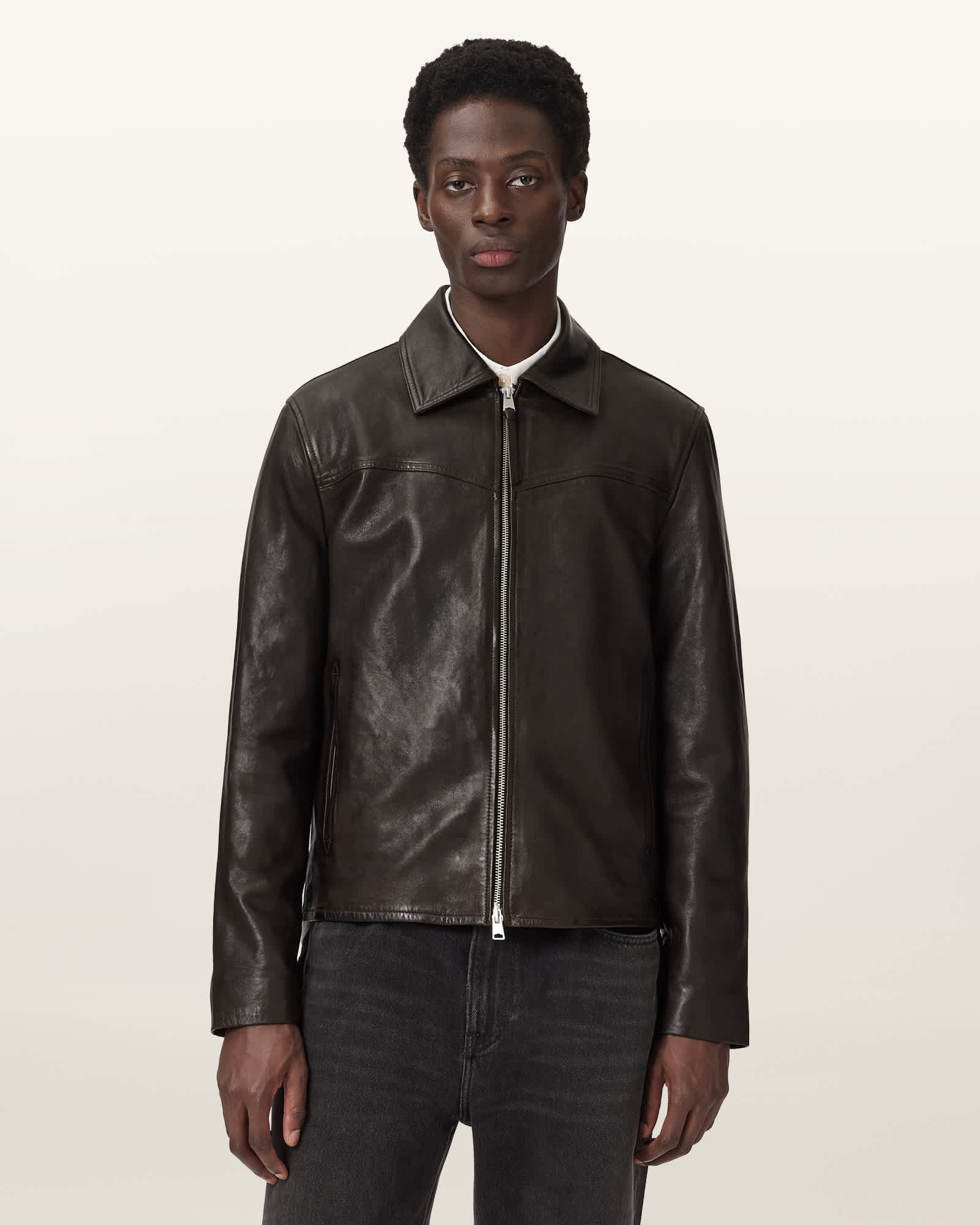 Tune Leather Biker Jacket TRAIL BROWN | ALLSAINTS