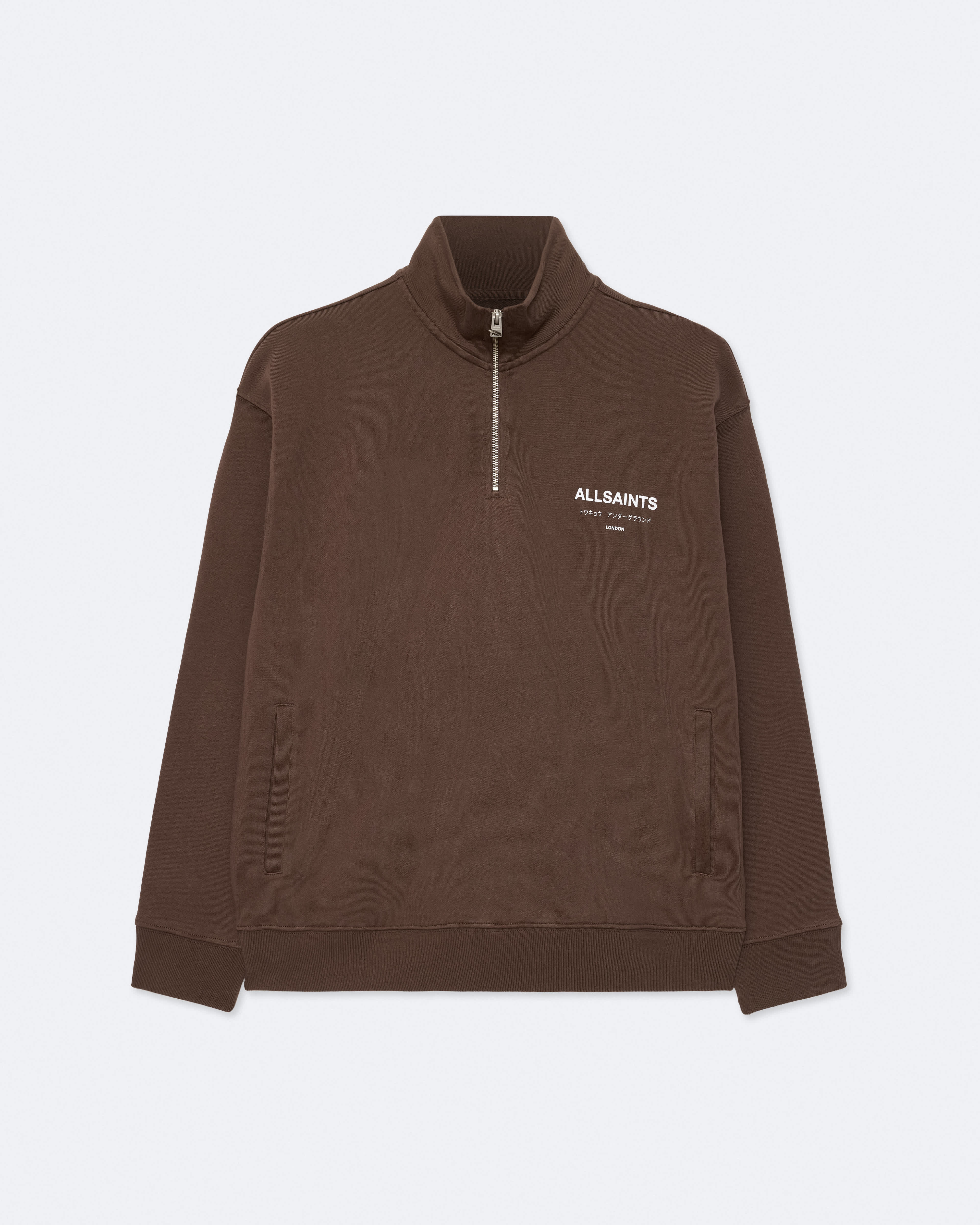 Underground Half-Zip Sweatshirt Bitter Brown | ALLSAINTS US