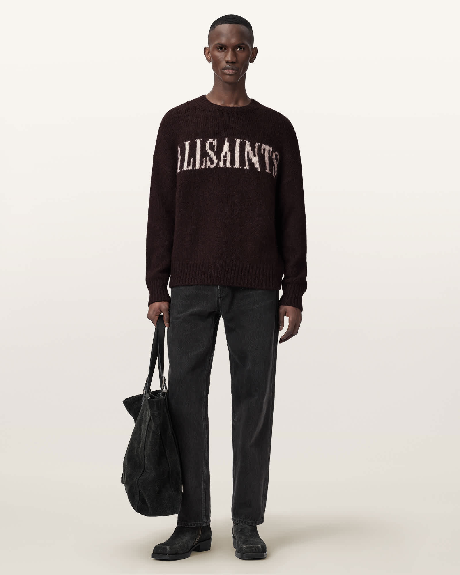 Stokes Oversized Boxy Sweater BROWN/ECRU WHITE | ALLSAINTS US