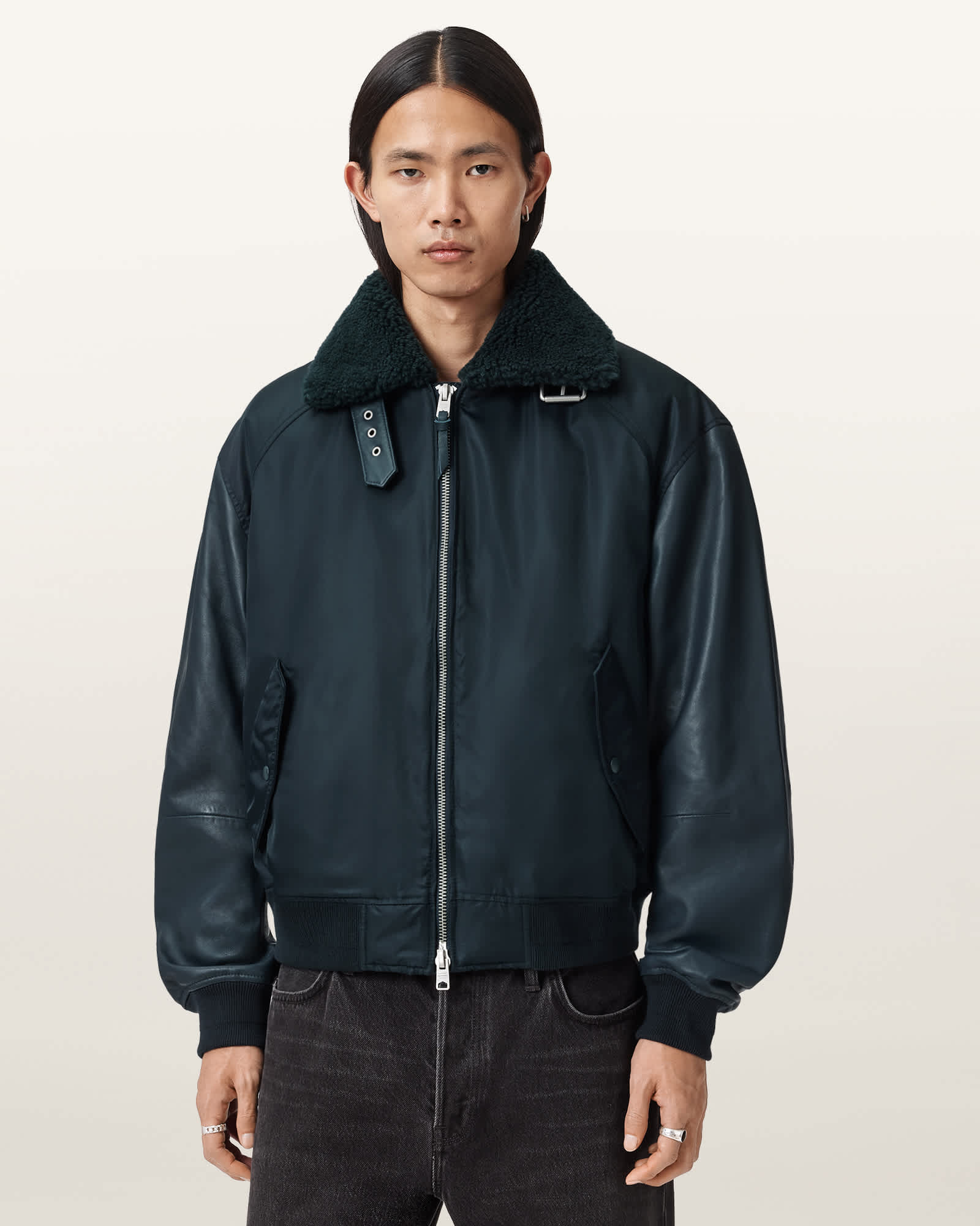Elton Aviator Jacket SLATE BLUE | ALLSAINTS US