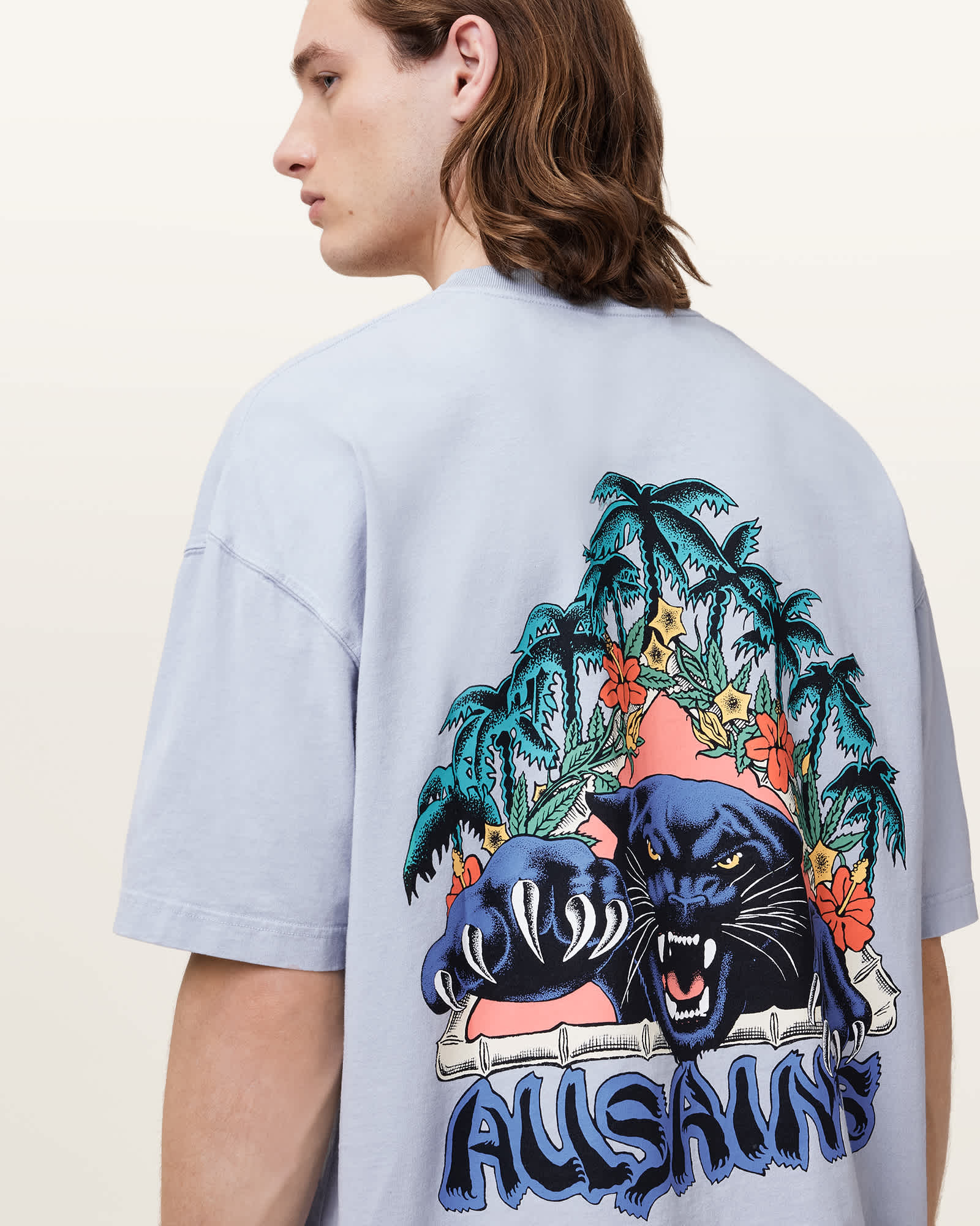 Pounce Graphic Short Sleeve T-Shirt WILLOW BLUE | ALLSAINTS