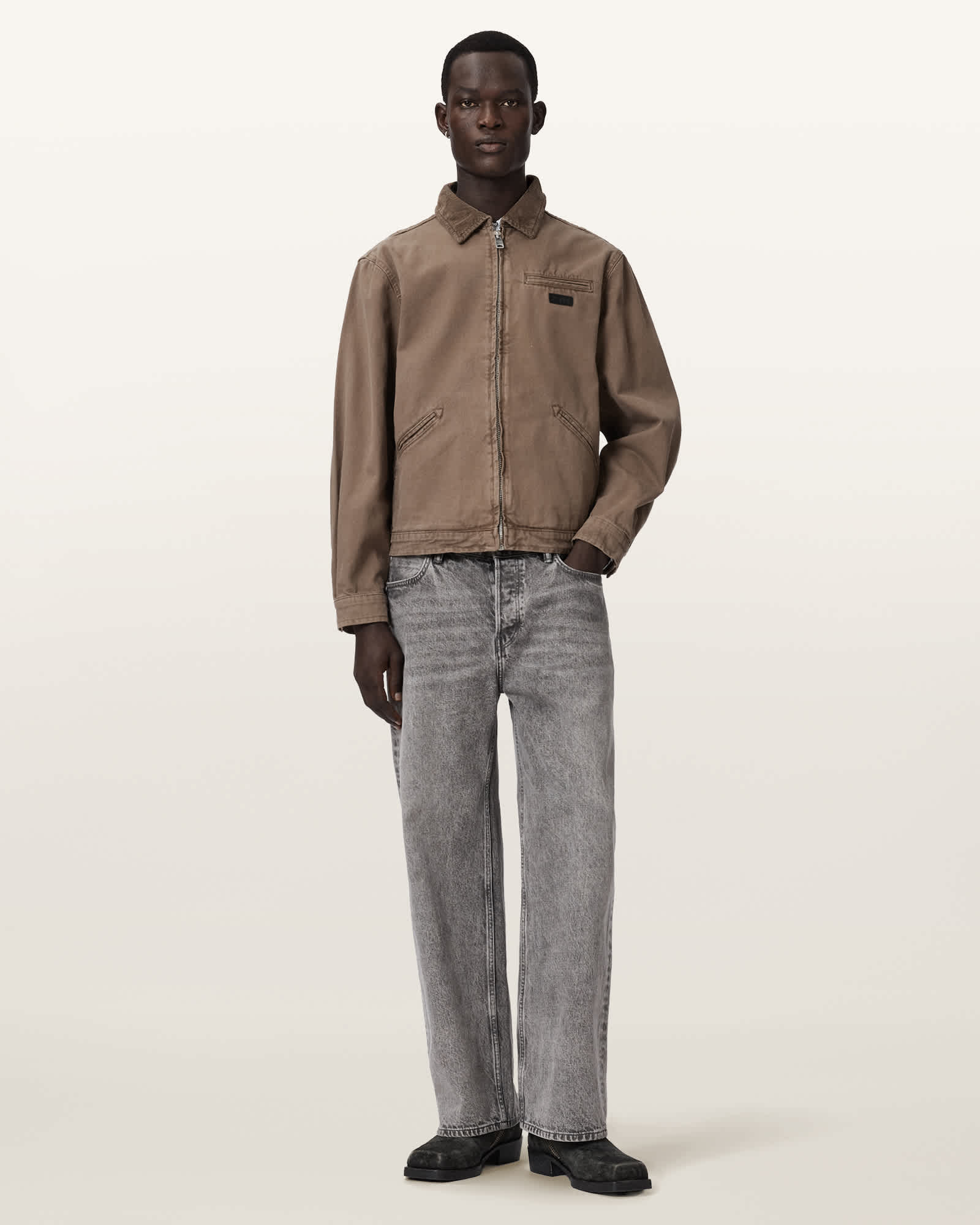 Korey Relaxed Fit Canvas Jacket MIRE BROWN | ALLSAINTS US