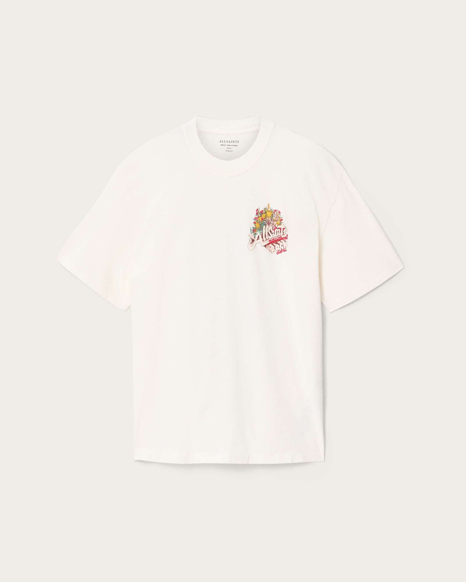 Roque Short Sleeve Oversized Crew Neck T-Shirt Chalk White