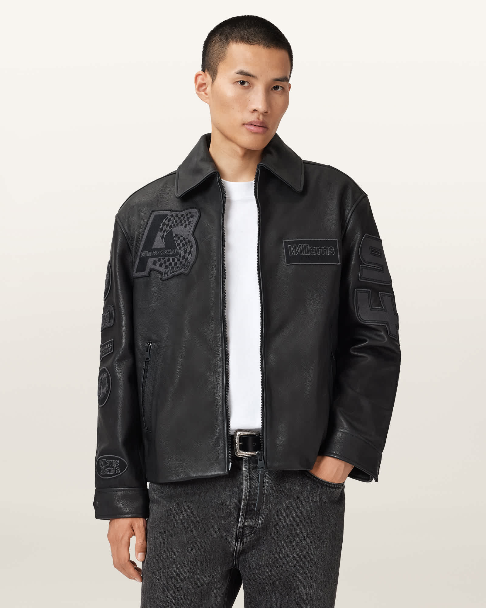 Williams X AllSaints Garrison Leather Jacket Black | ALLSAINTS US