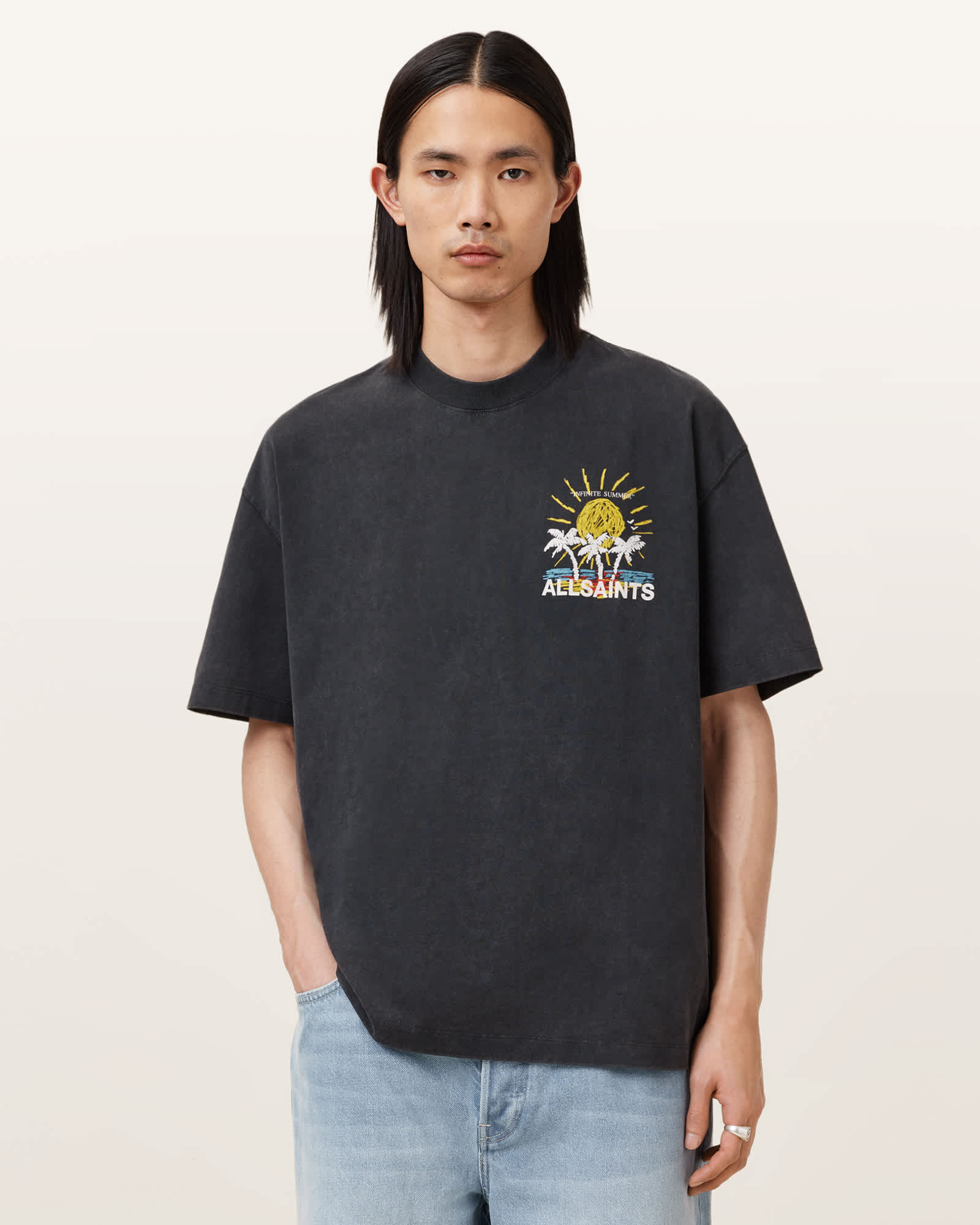 Allsaints Cove Crayon Graphic Oversized T-shirt