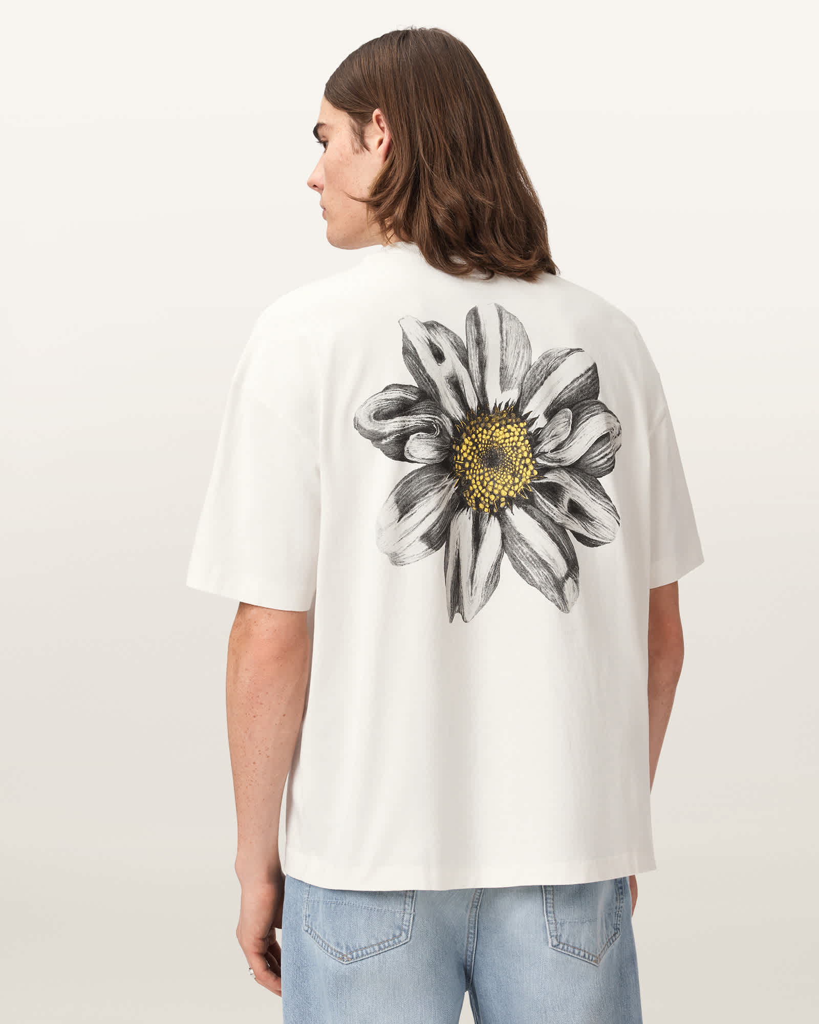 Petals Oversized Short Sleeve Graphic T-Shirt Chalk White