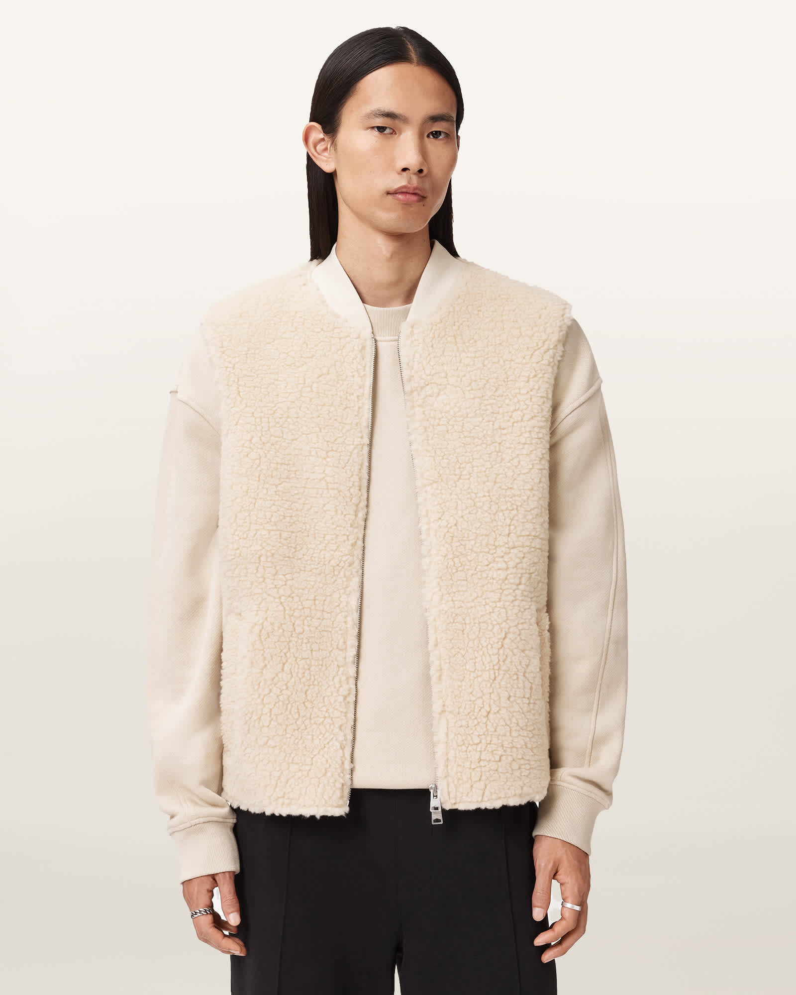 Otis Sherpa Boxy Vest BONE WHITE | ALLSAINTS US