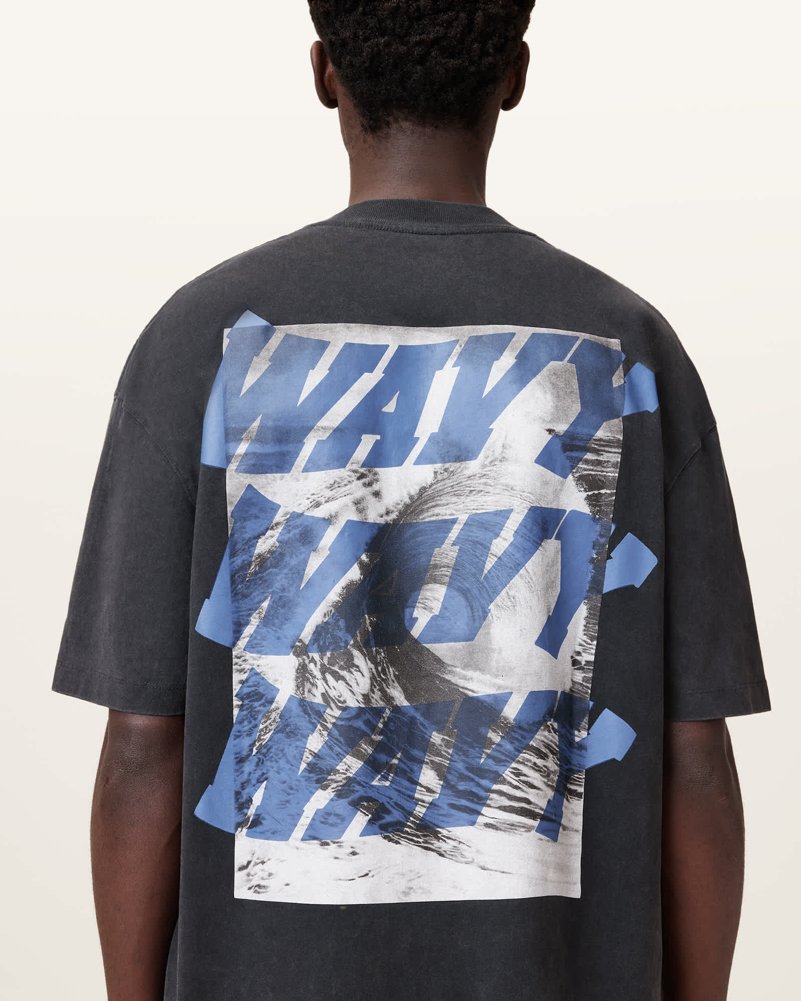 Wavy Oversized Crew Neck T-Shirt Washed Black | ALLSAINTS US