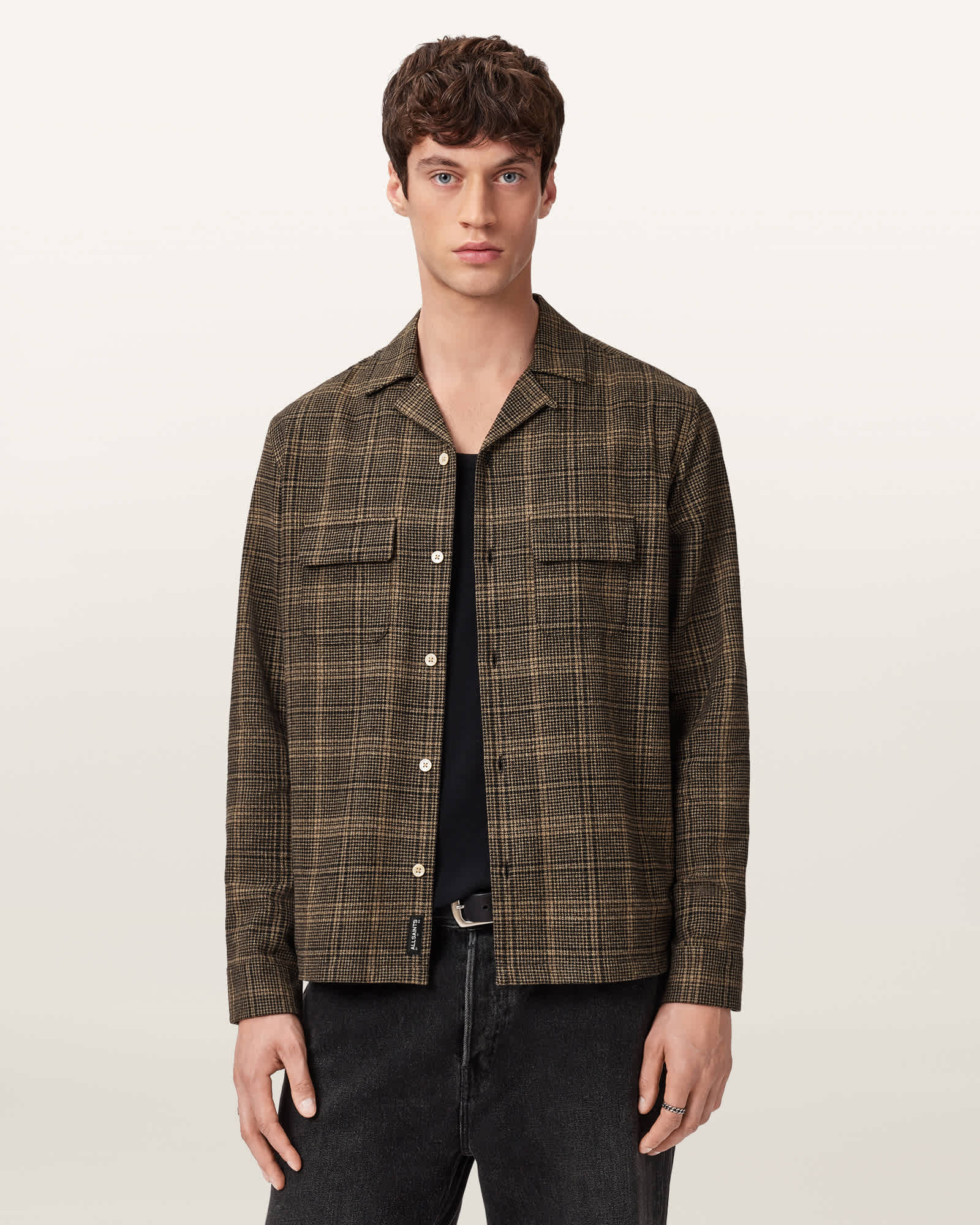 Saru Relaxed Check Shirt Black/Brown | ALLSAINTS US