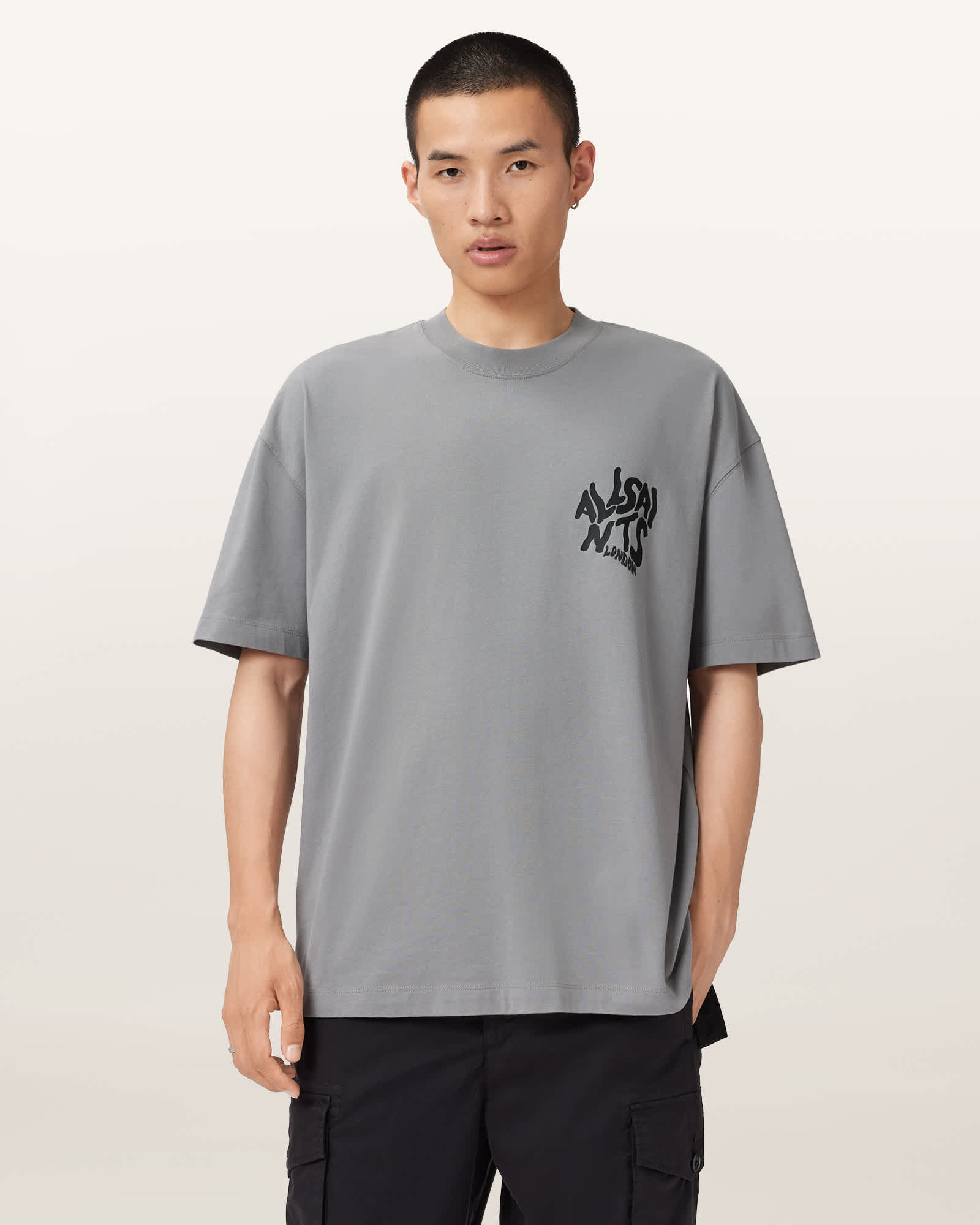 Orlando Logo Print Oversized T-Shirt MARCH GREY | ALLSAINTS US