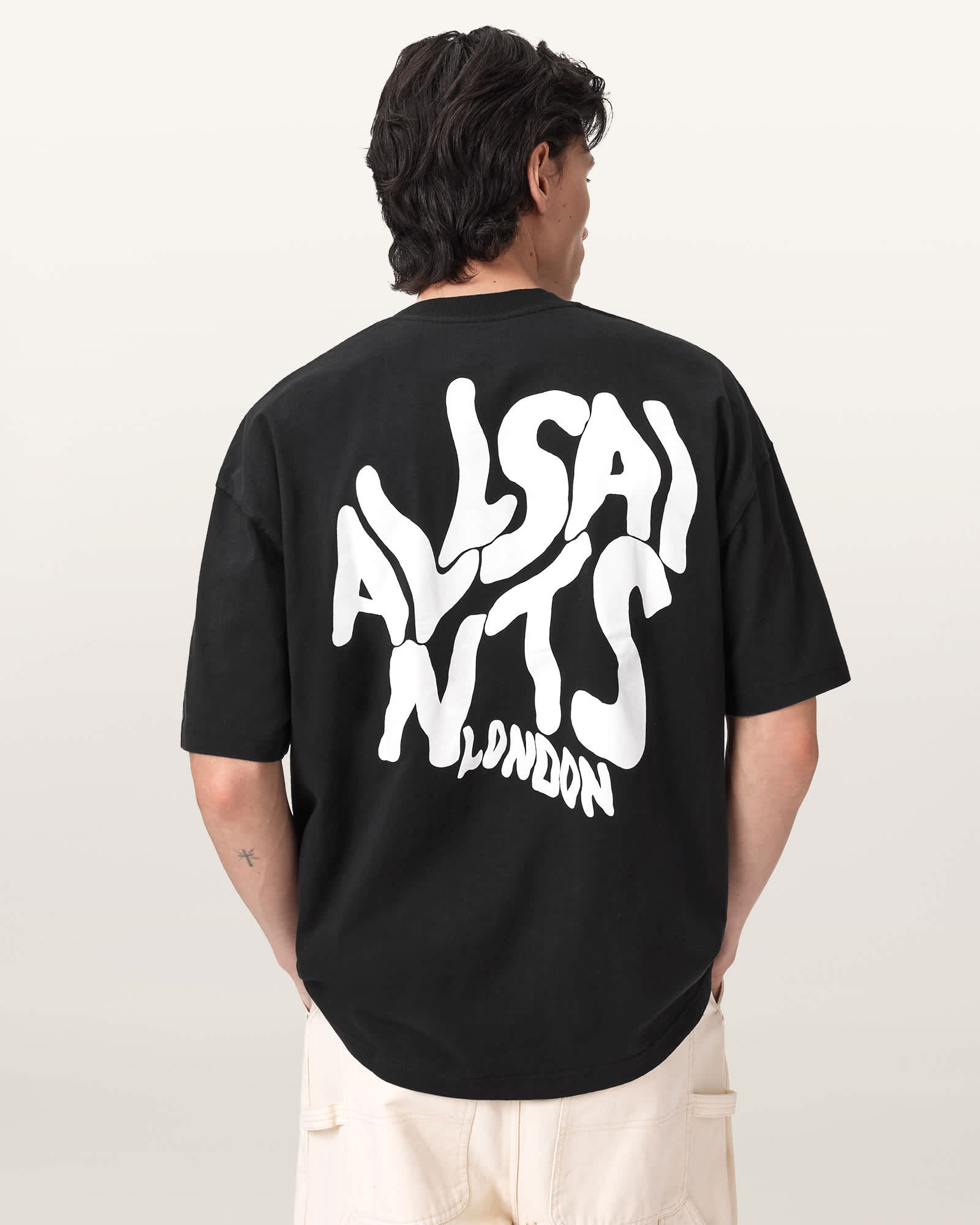 Orlando Logo Print Oversized T-Shirt Jet Black | ALLSAINTS US