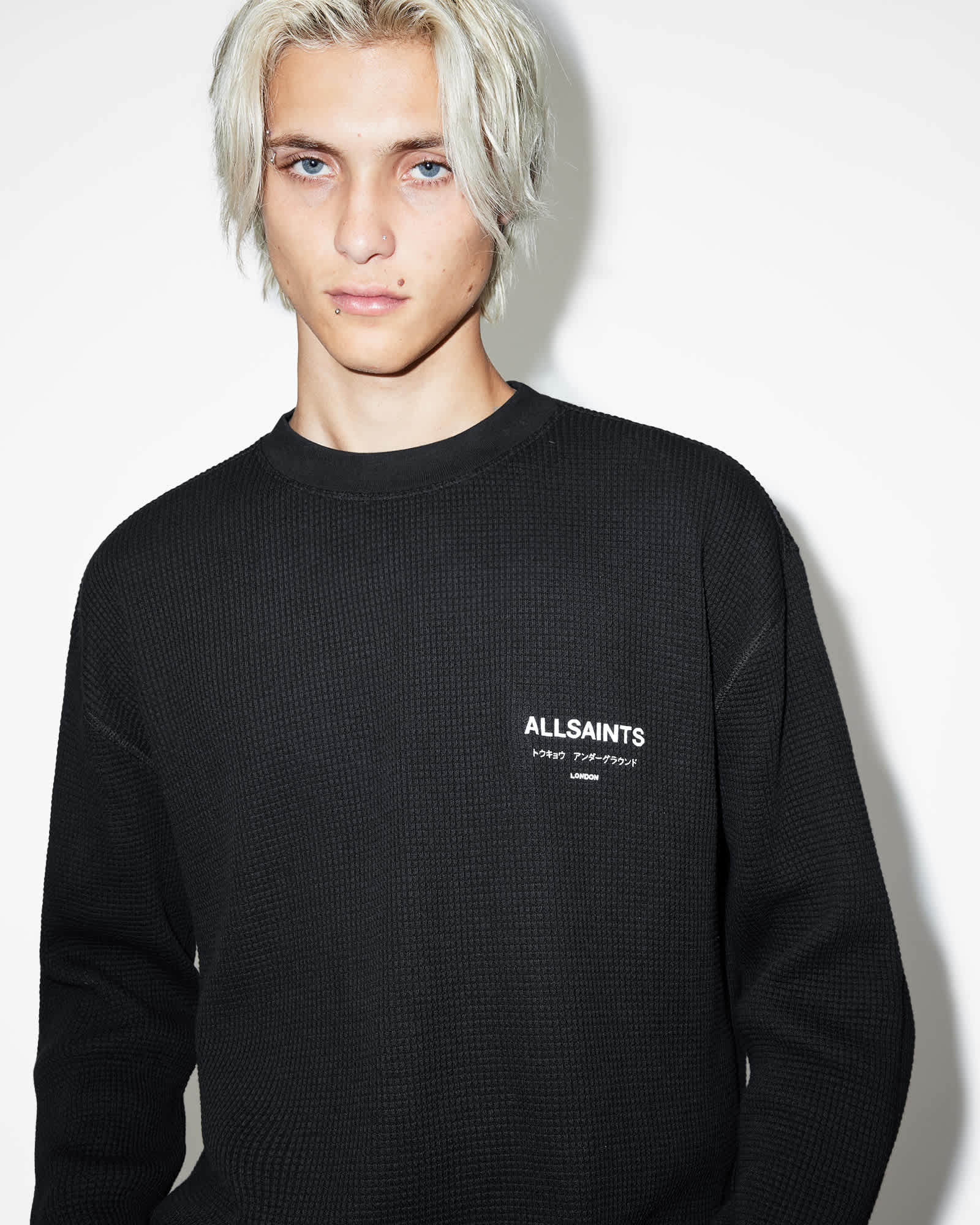 Crypt Oversized Long Sleeve T-Shirt Jet Black | ALLSAINTS US
