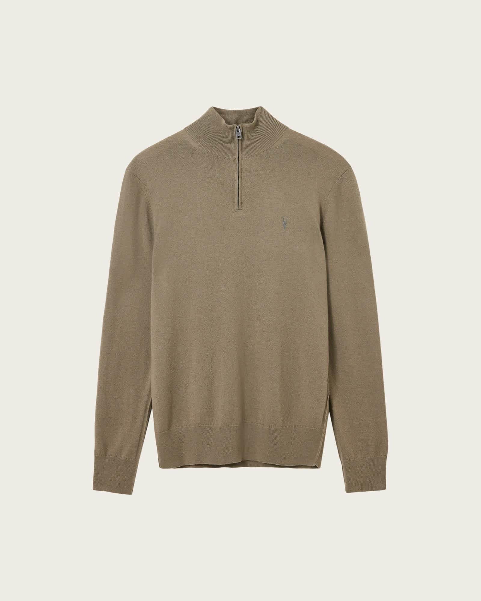 Kilburn Zip Funnel Neck Ramskull Jumper DUSKY GREEN | ALLSAINTS Canada