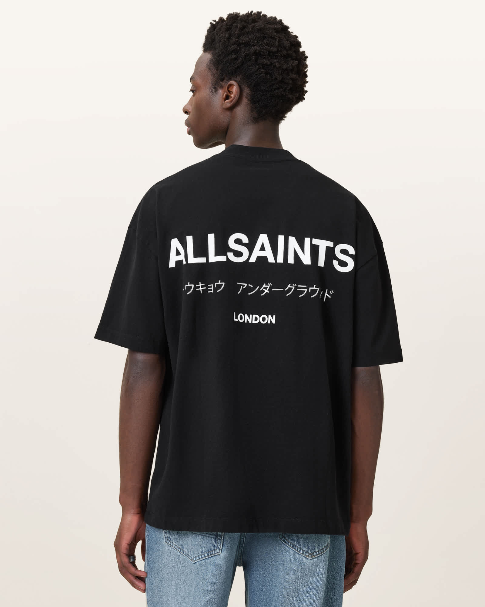 Underground Oversized Crew Neck T-Shirt Jet Black | ALLSAINTS US