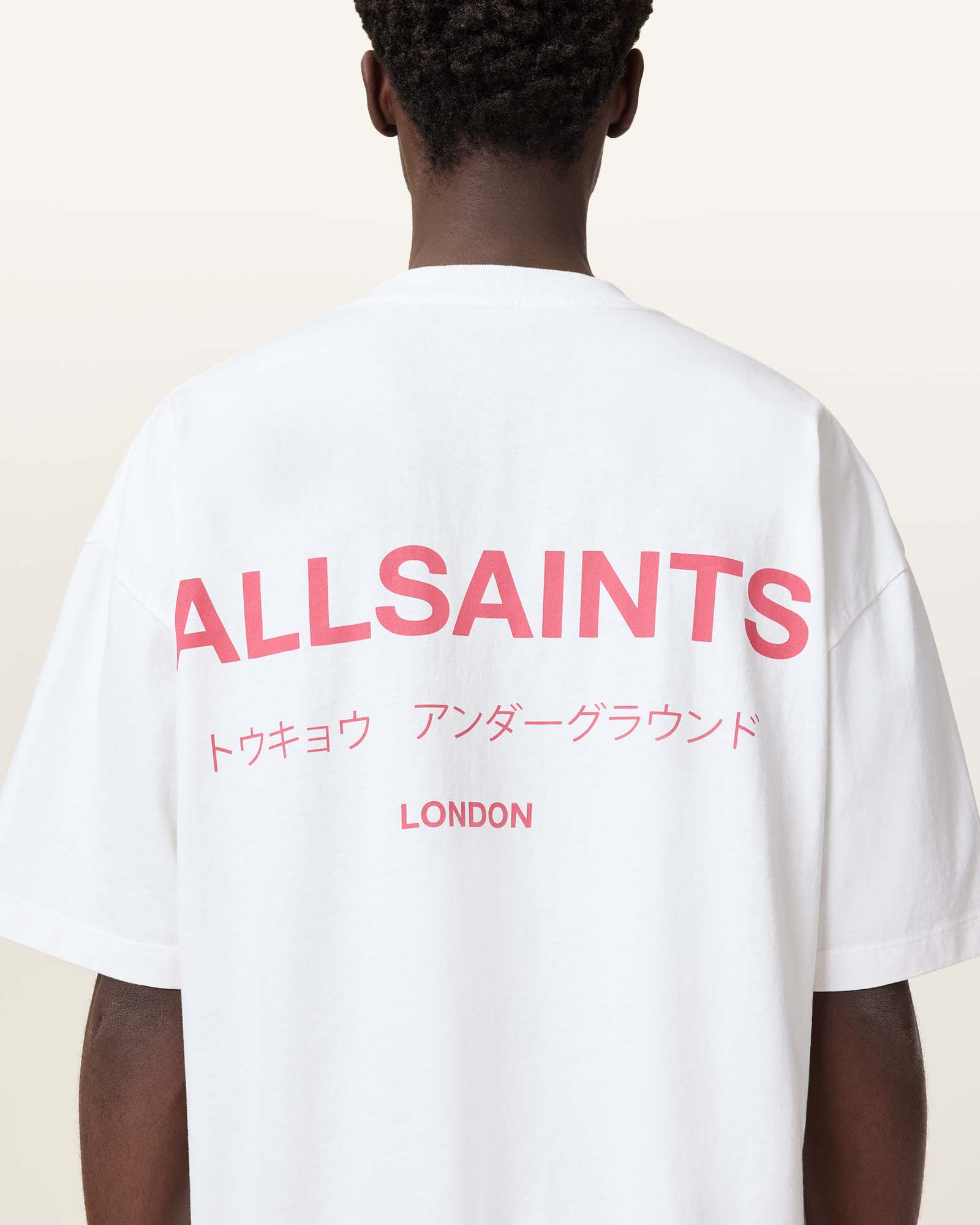 Underground Oversized Crew Neck T-Shirt ASHEN WHITE/PINK
