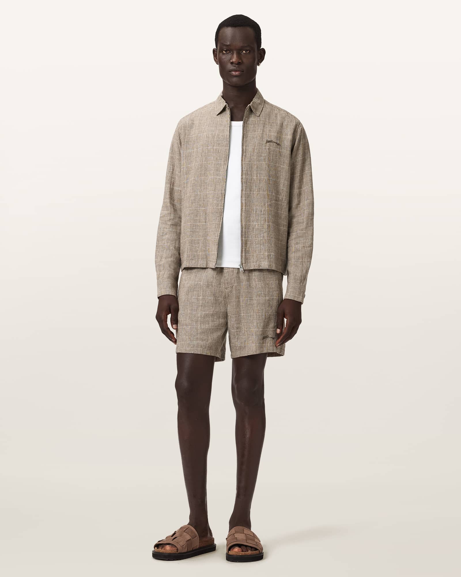 Keal Linen Blend Relaxed Fit Shorts SEDIMENT BROWN | ALLSAINTS US