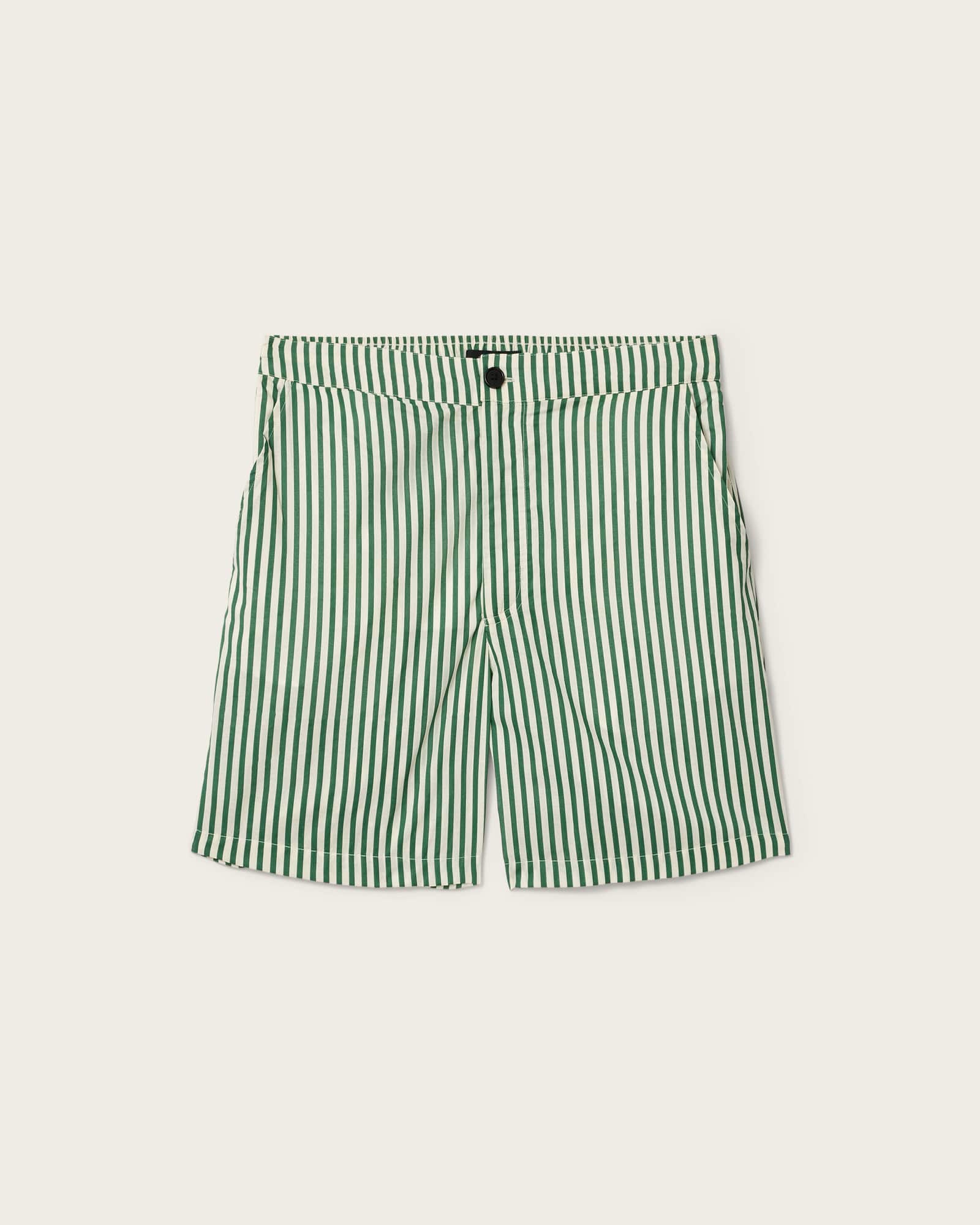 Chopin Straight Fit Striped Shorts WHITE/GREEN | ALLSAINTS US