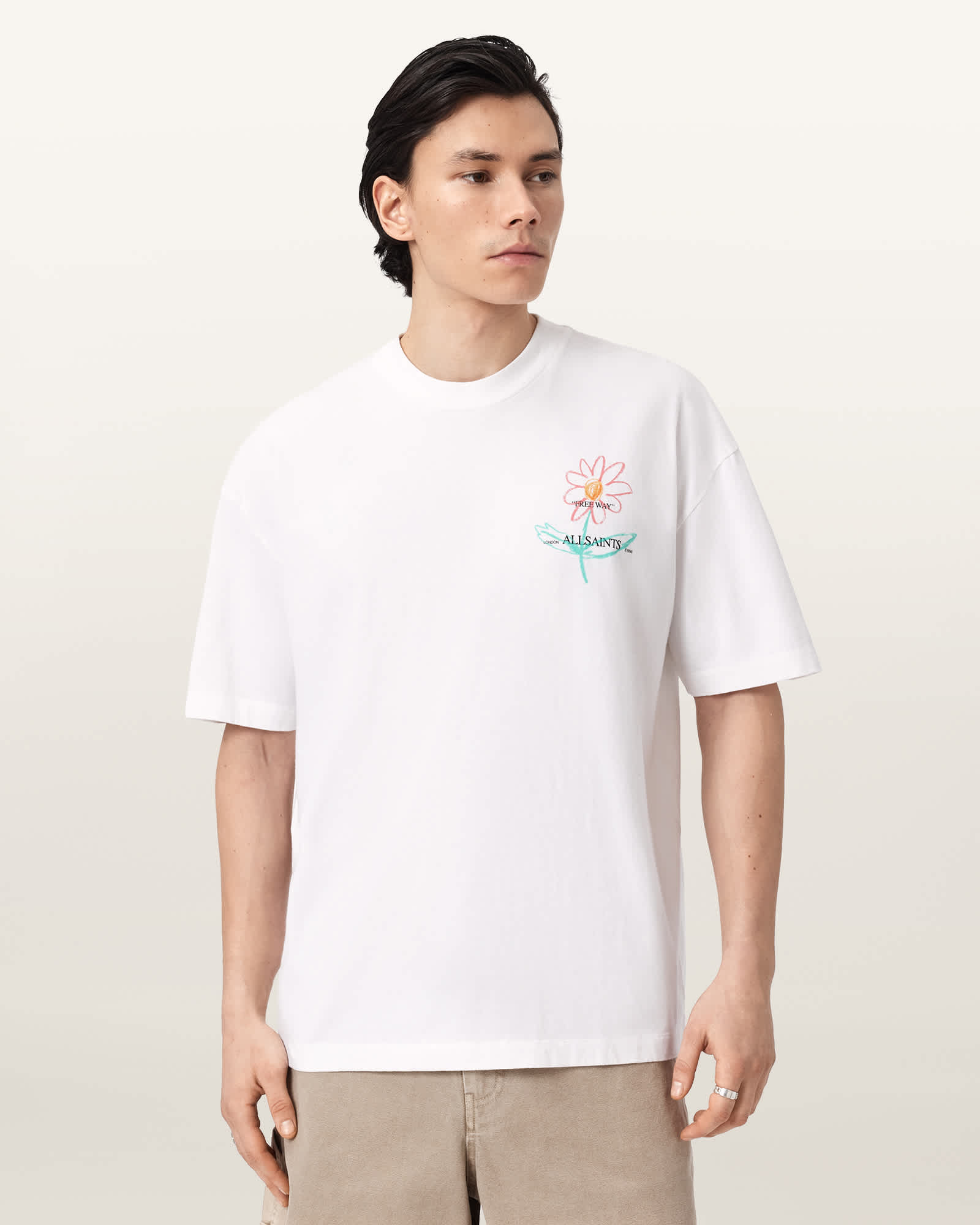 Crayo Oversized Short Sleeve Graphic T-Shirt ASHEN WHITE
