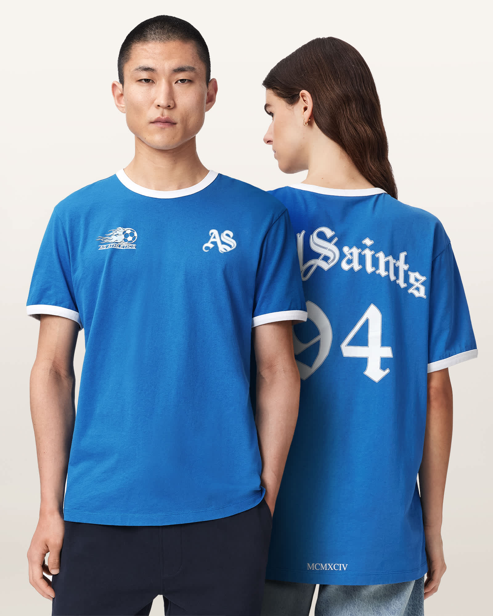 Azzurri Short Sleeve Soccer T-Shirt AFINA BLUE | ALLSAINTS US