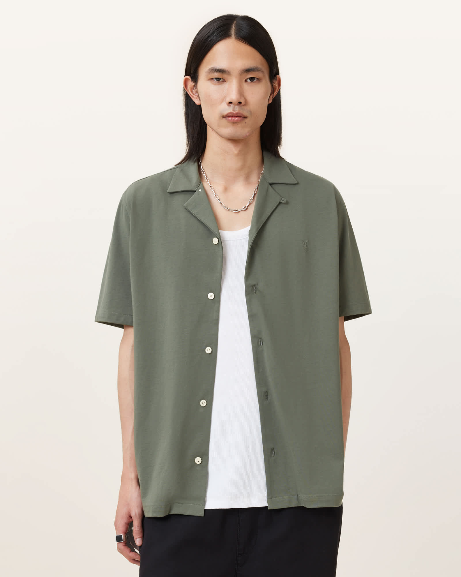 Hudson Relaxed Fit Ramskull Shirt VALLEY GREEN | ALLSAINTS US Hudson Relaxed Fit Ramskull Shirt VALLEY GREEN | ALLSAINTS US