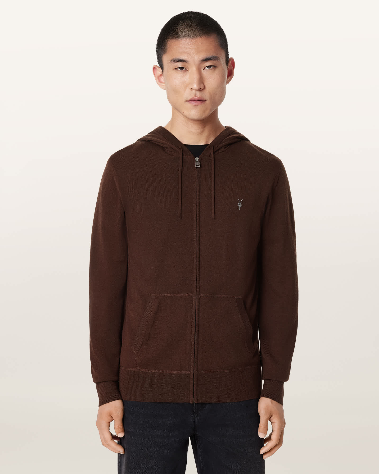 Mode Merino Wool Zip-Up Hoodie HOT CHOC BROWN | ALLSAINTS US