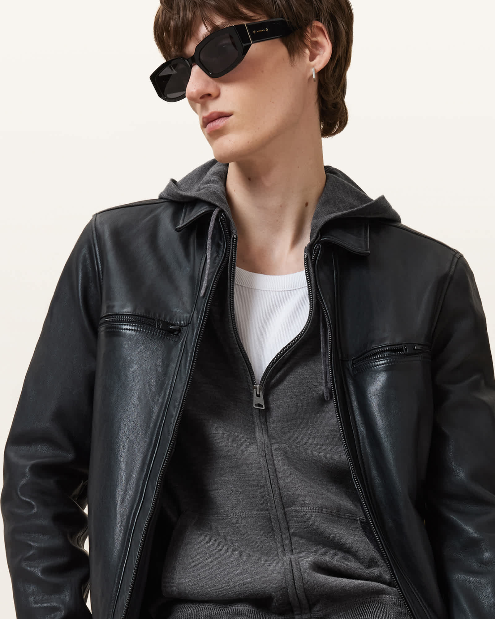 Mode Merino Zip Up Ramskull Hoodie MONUMENT GREY | ALLSAINTS Canada