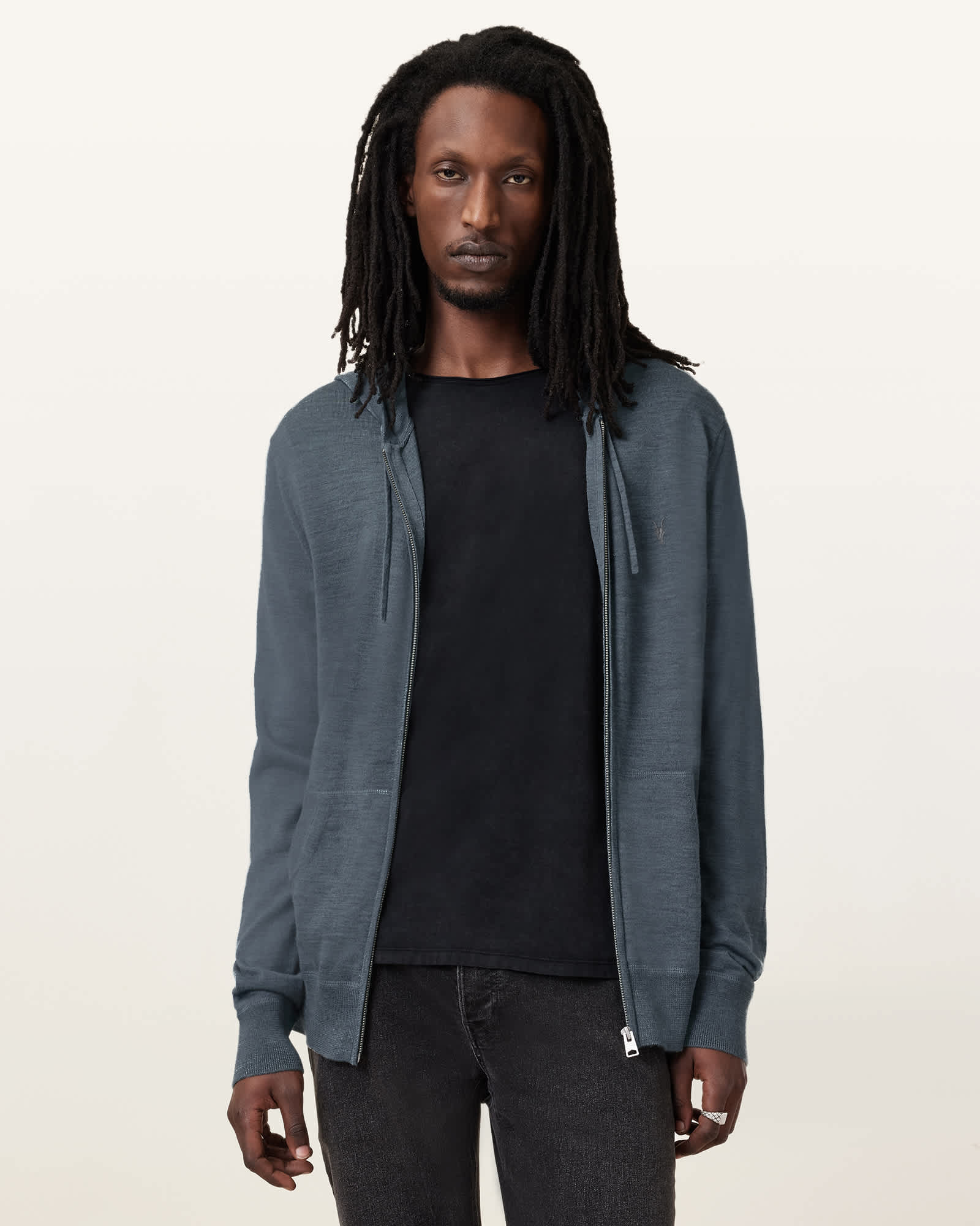 me_xxtm Ash Grey Oversized Zip Through Seam Detail Hoodie
