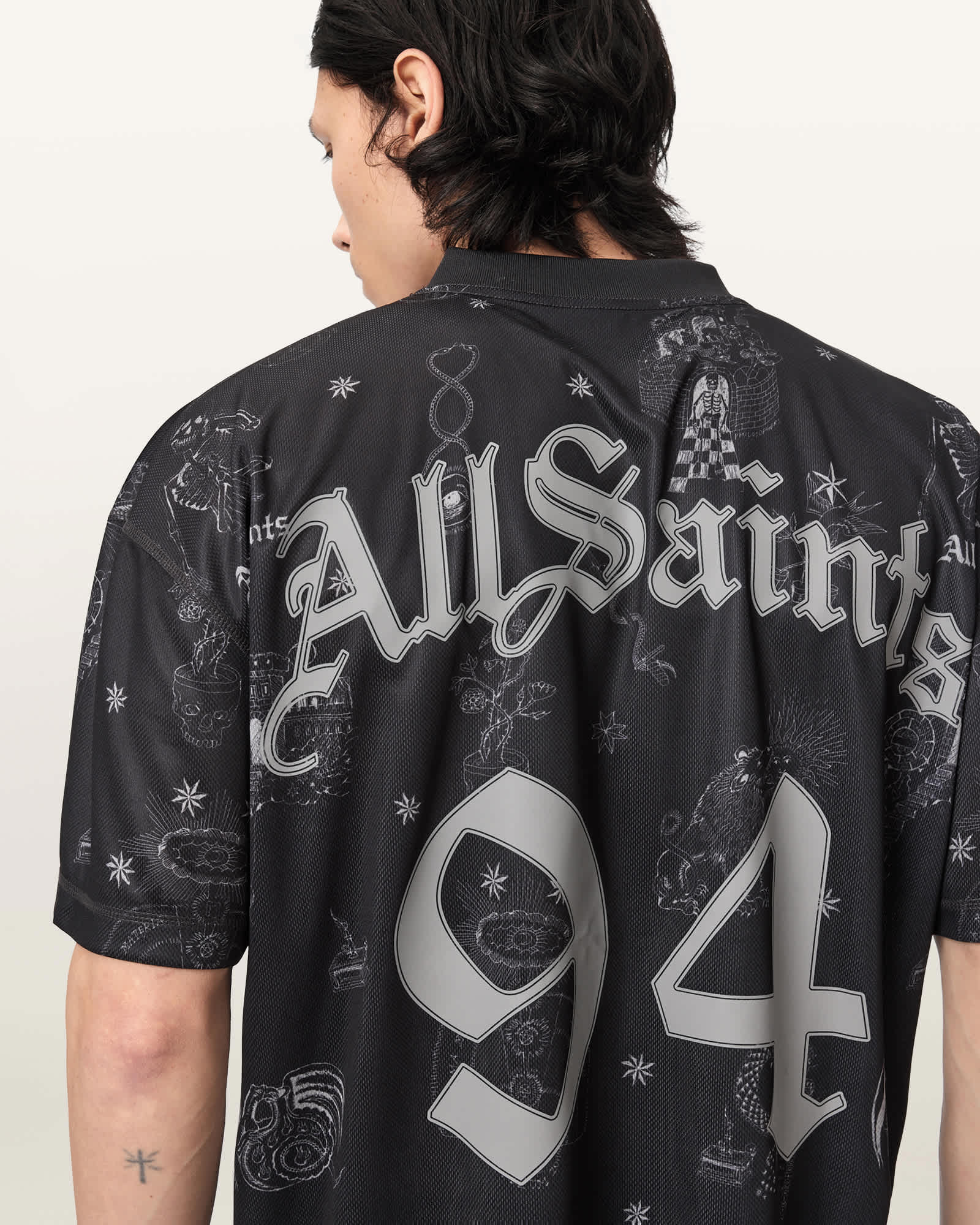 Terra Oversized Short Sleeve Soccer Shirt Jet Black | ALLSAINTS US