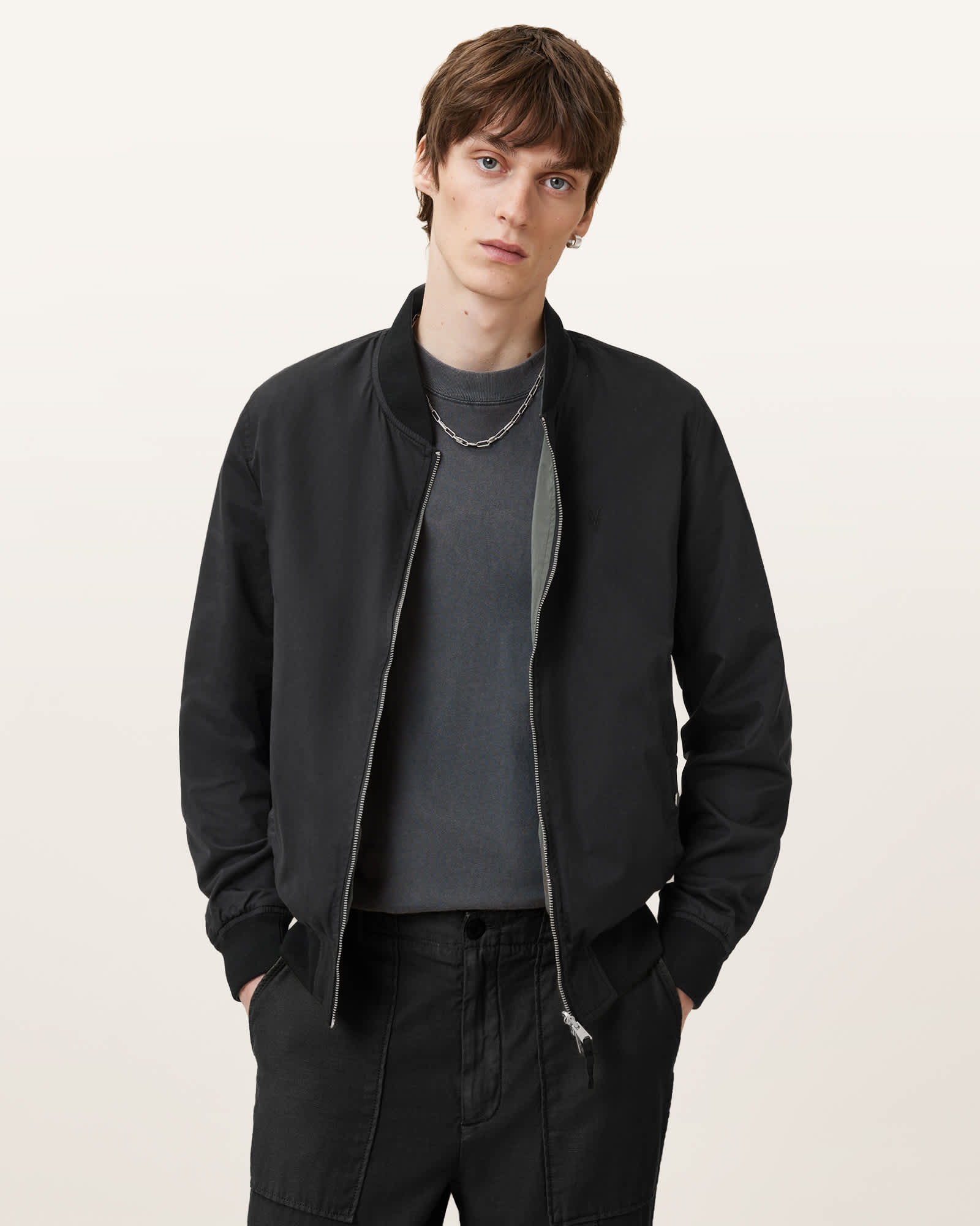 REVERSIBLE BASSETT BOMBER ジャケット リバーシブル Bassett Reversible Ramskull Bomber Jacket BLACK/KHAKI BROWN
