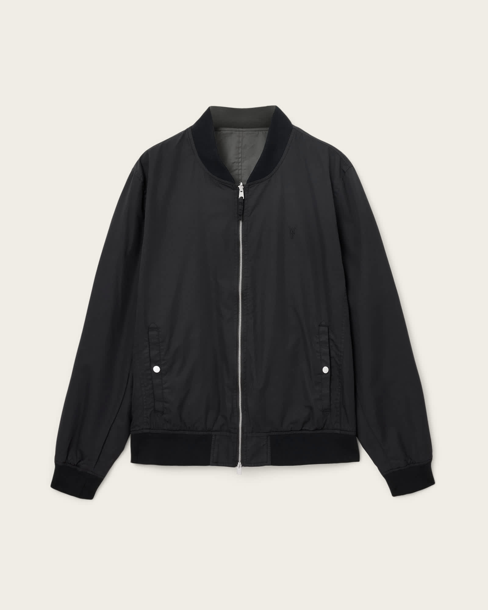 Bassett Reversible Ramskull Bomber Jacket BLACK/DULL GREEN