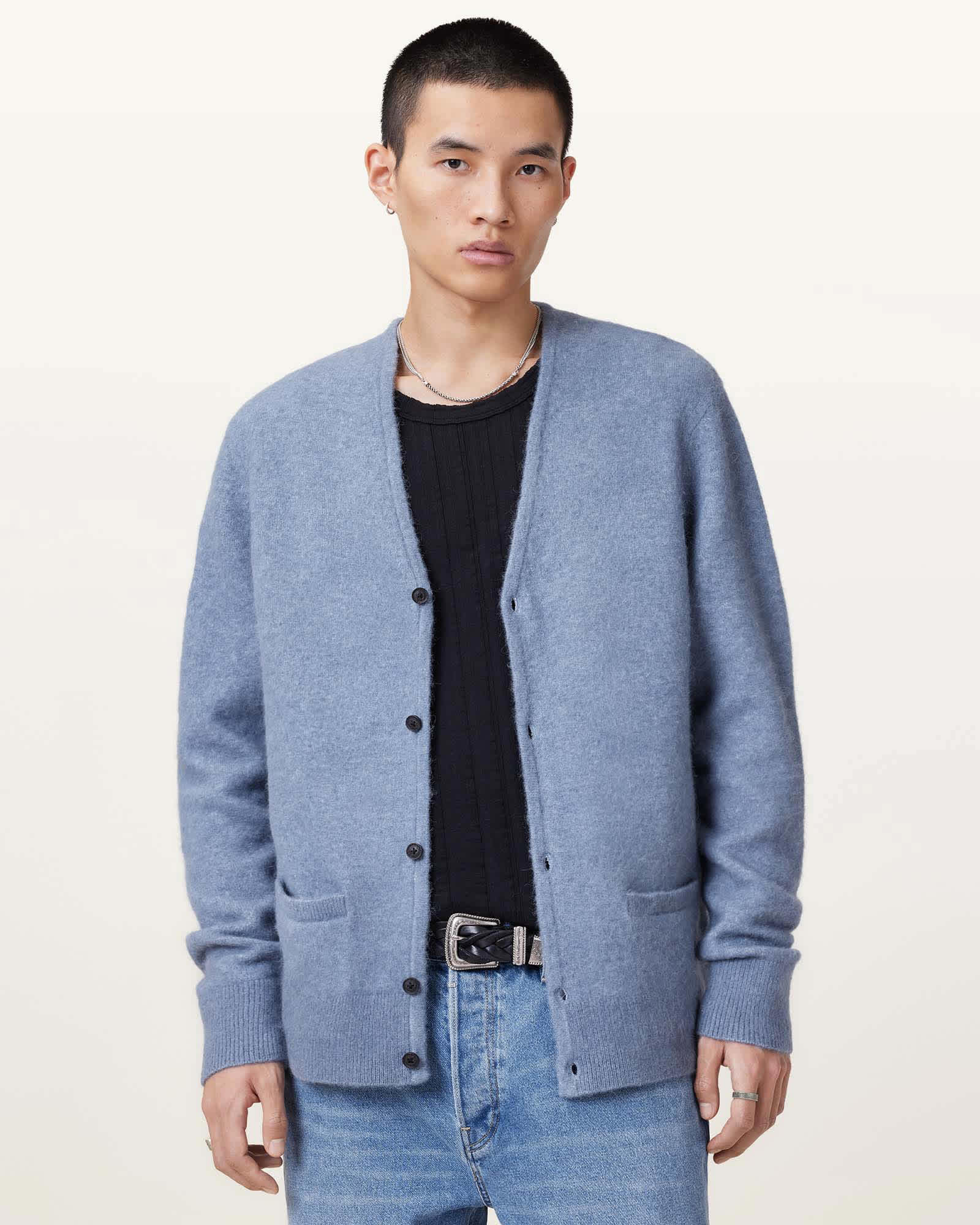 Renn Wool Blend Cardigan DAMSON BLUE | ALLSAINTS US
