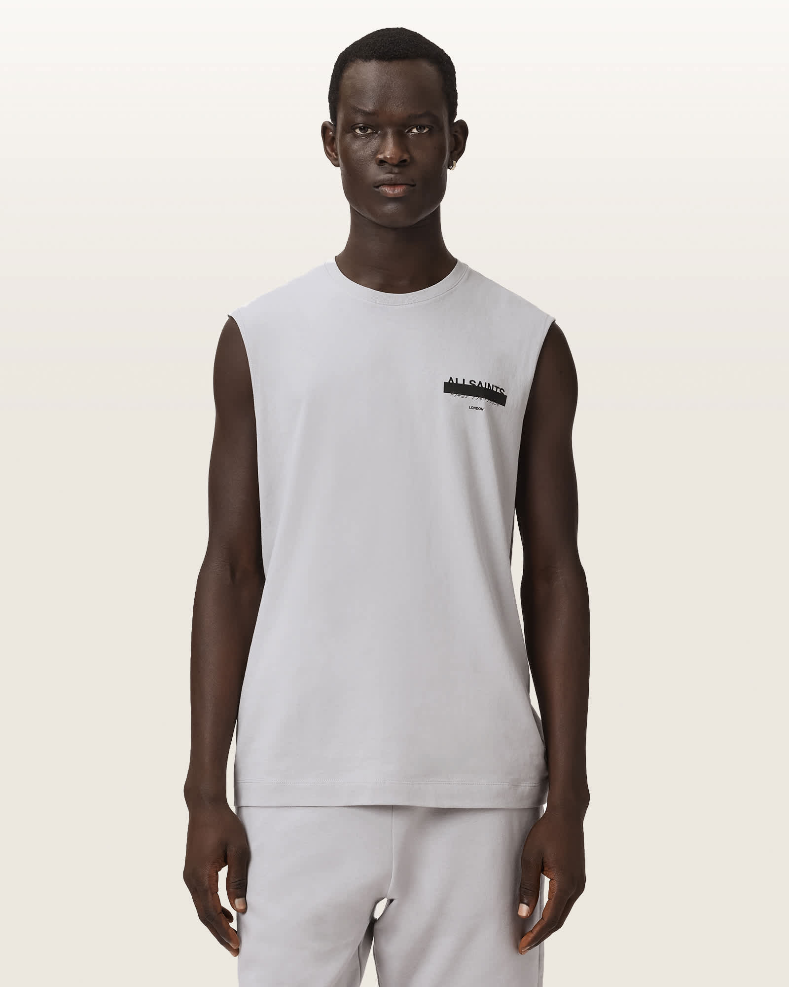 Redact Oversized Sleeveless T-Shirt Pebble Grey | ALLSAINTS US