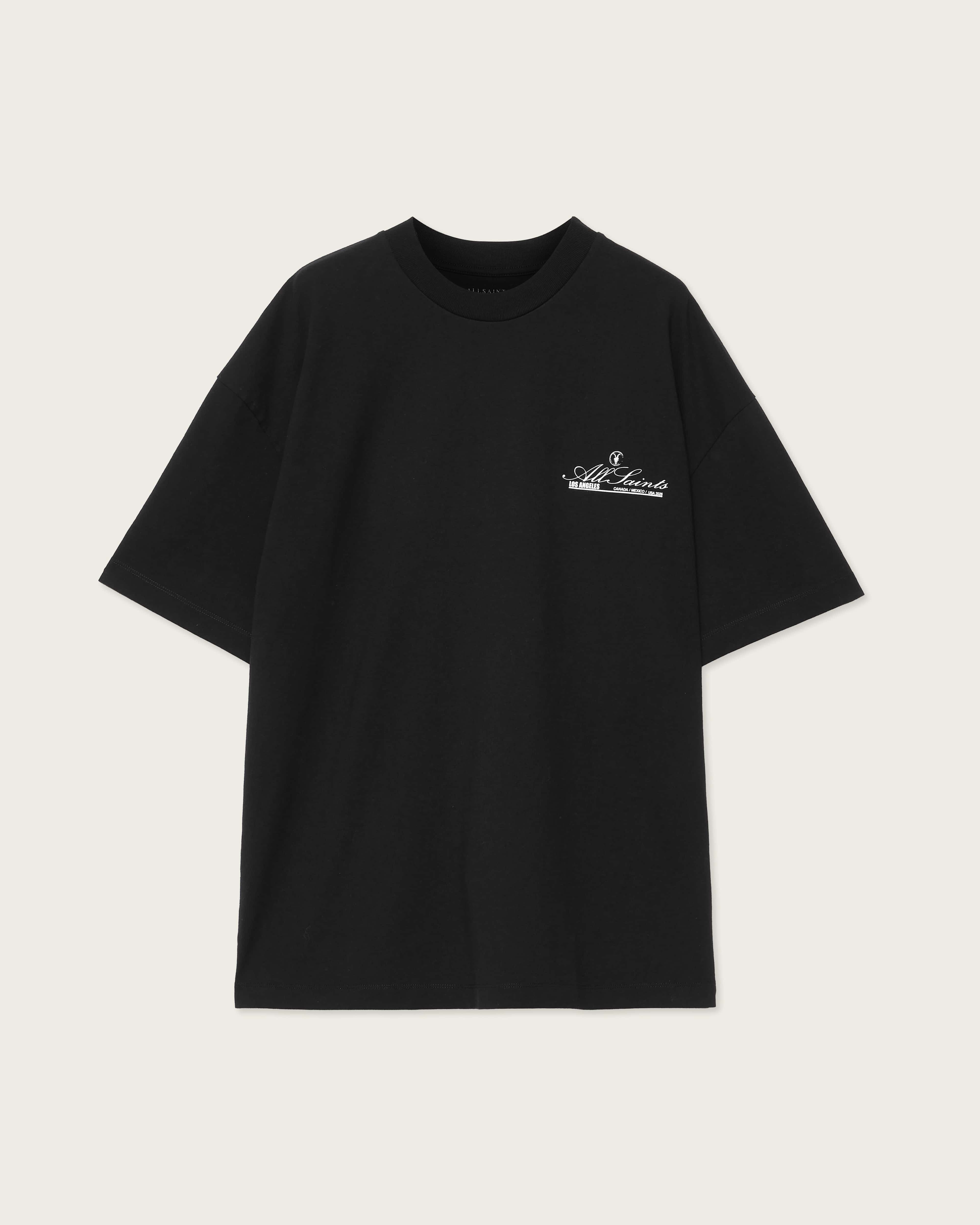 トップス everyone luxury cotton back logo s/s tee Skullcup LA Oversized Soccer T-Shirt Jet Black | ALLSAINTS US