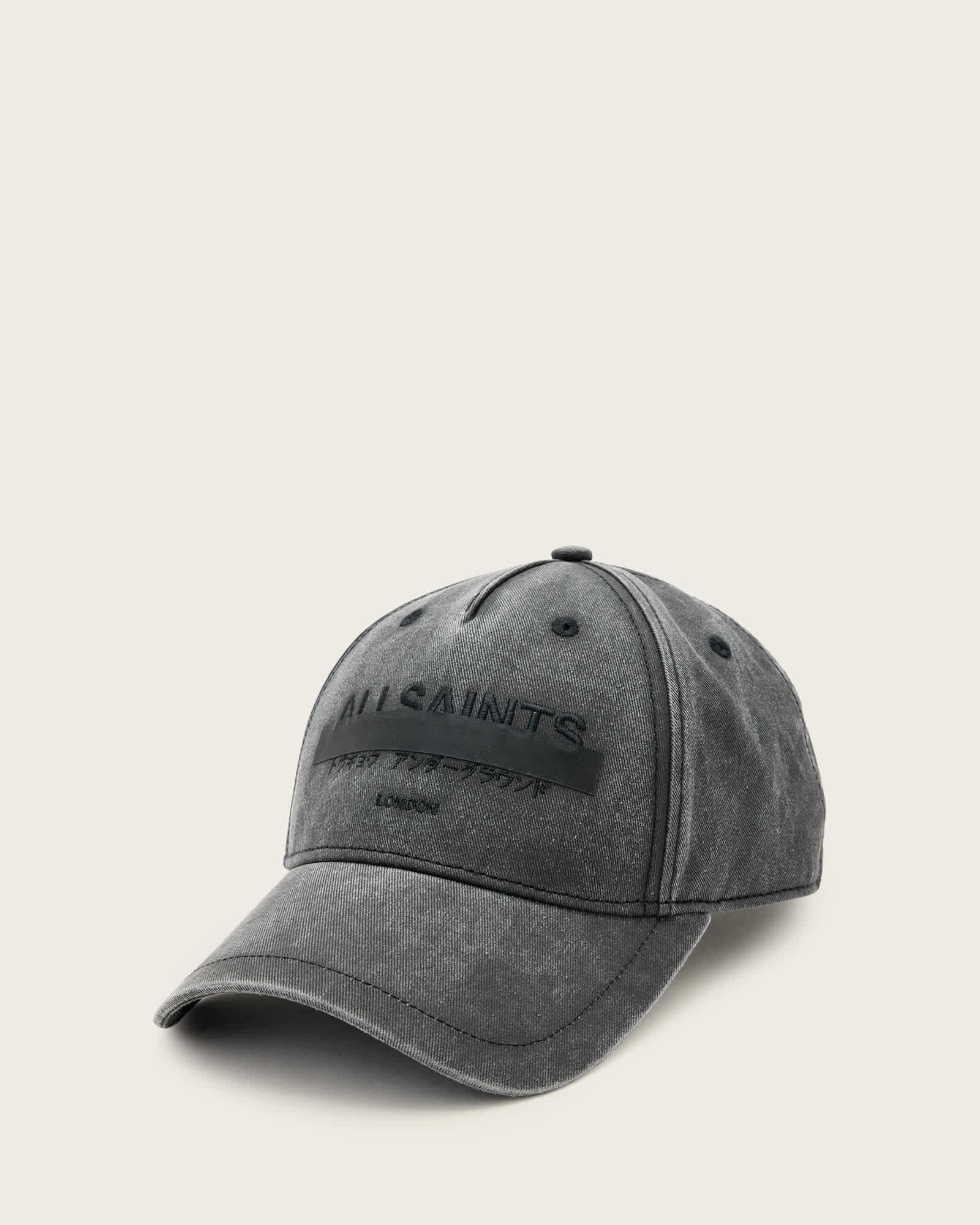 ALLSAINTS REDACT LOGO PRINT BASEBALL CAP 