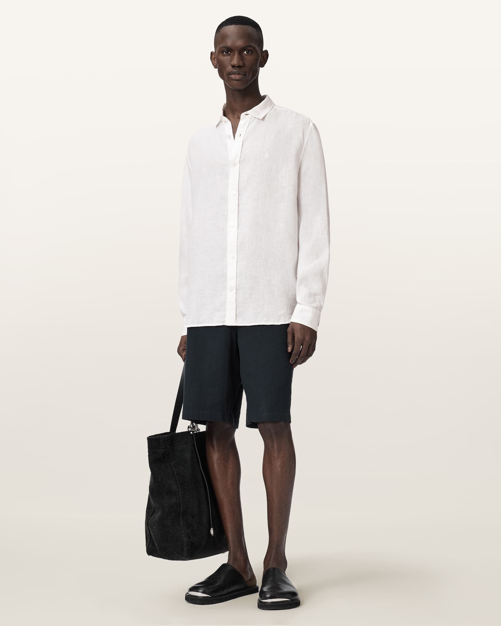 Loom Long Sleeve Linen Shirt White | ALLSAINTS US