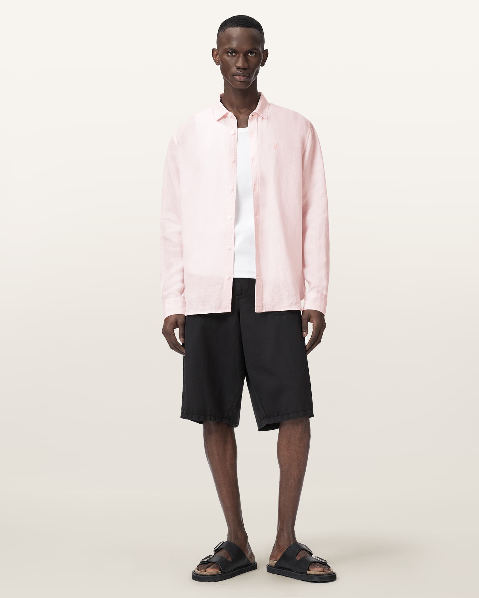 Loom Long Sleeve Linen Shirt SEASHELL PINK | ALLSAINTS US