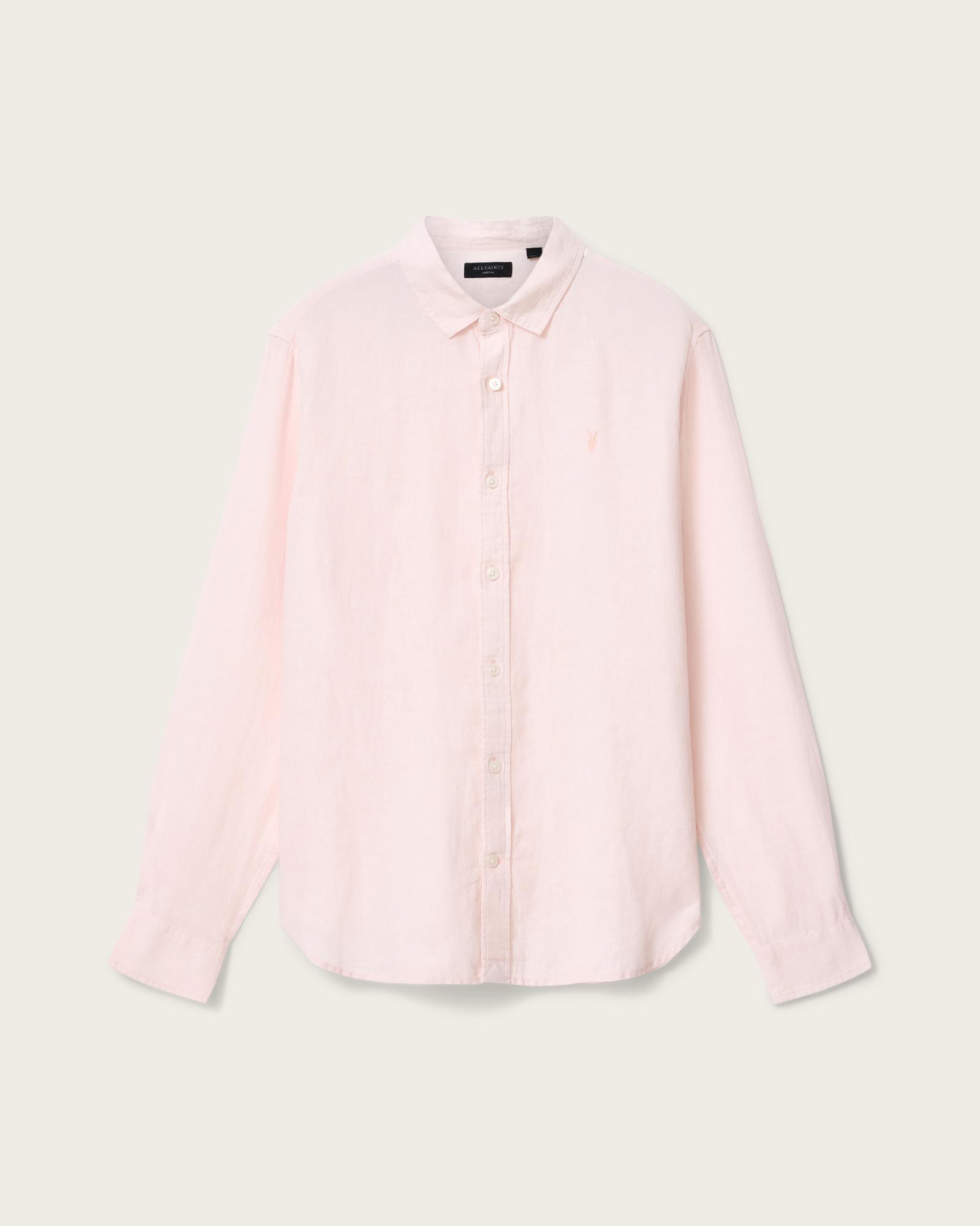 Loom Long Sleeve Linen Shirt SEASHELL PINK | ALLSAINTS US