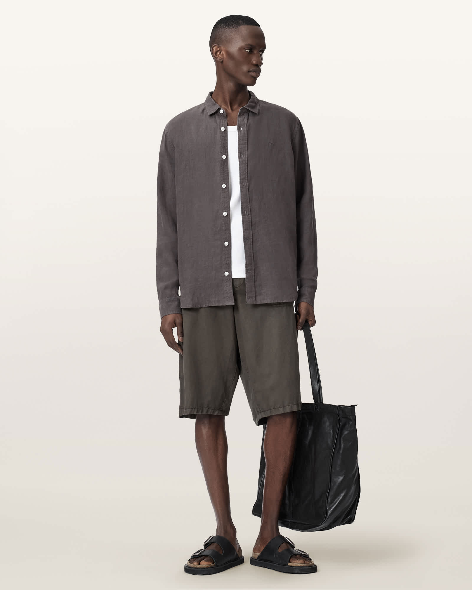 Loom Long Sleeve Linen Shirt HERON GREY | ALLSAINTS US