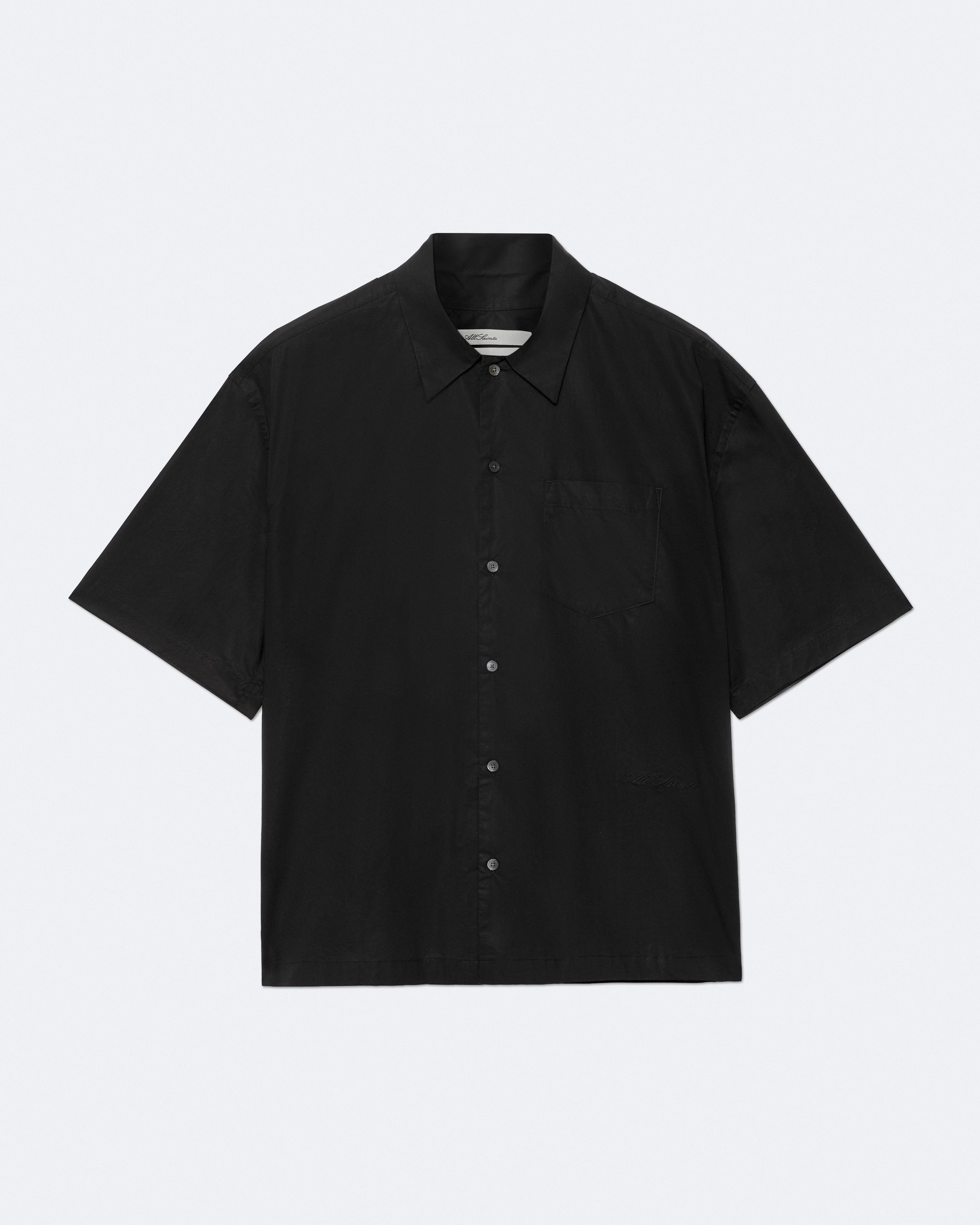 Maddox Oversized Cotton-Poplin Shirt Black | ALLSAINTS US
