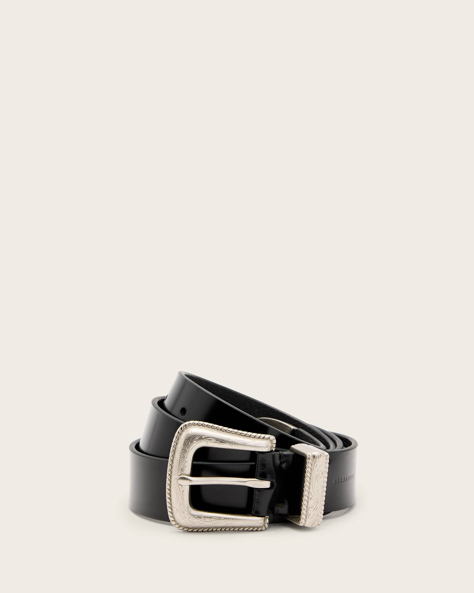 ●IN SILENCE● Minimal Western Belt BLACK IM2J4BT01BK Buy Black Western Belt | Wide Embossed Leather