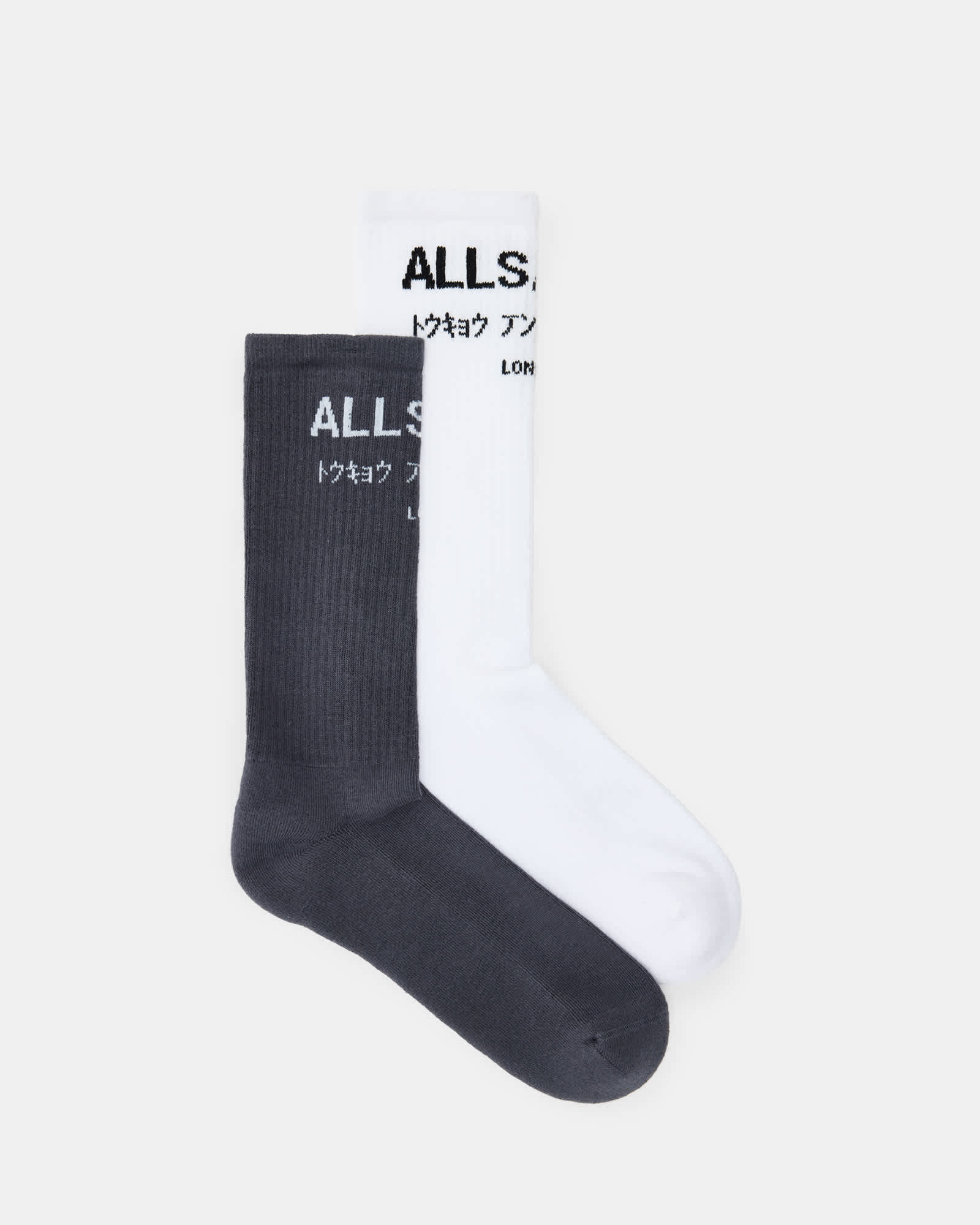 Underground Logo Socks 2 Pack ASHY BLUE/WHITE | ALLSAINTS US